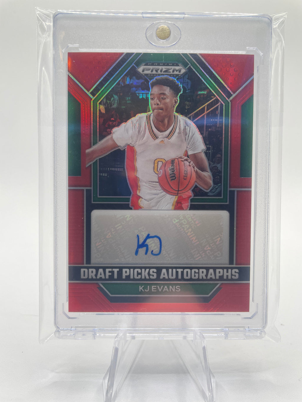 2023-24 Panini Prizm Draft Picks Kwame KJ Evans Red Prizm Rookie Auto /149