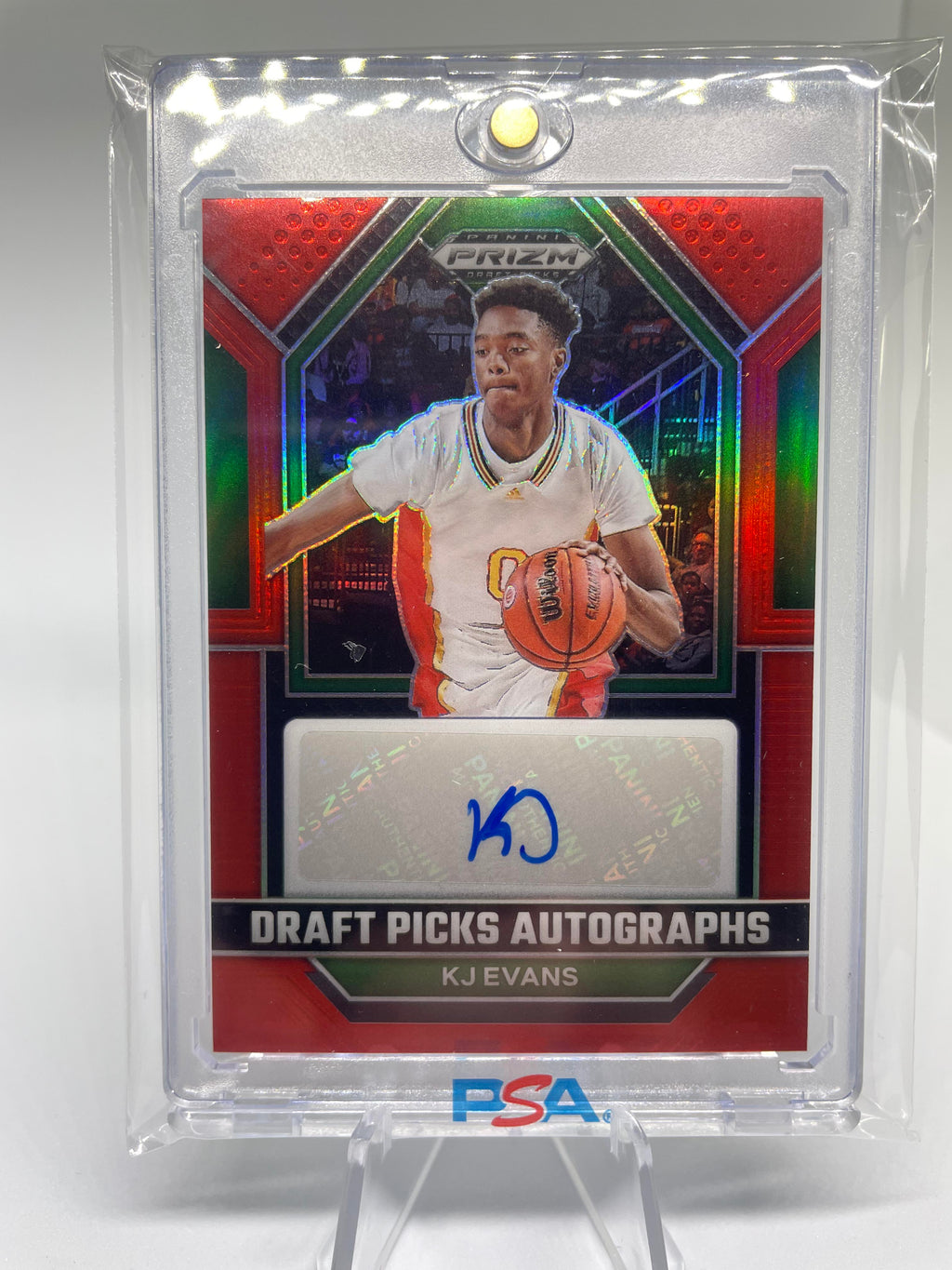 2023-24 Panini Prizm Draft Picks Kwame KJ Evans Red Prizm Rookie Auto /149