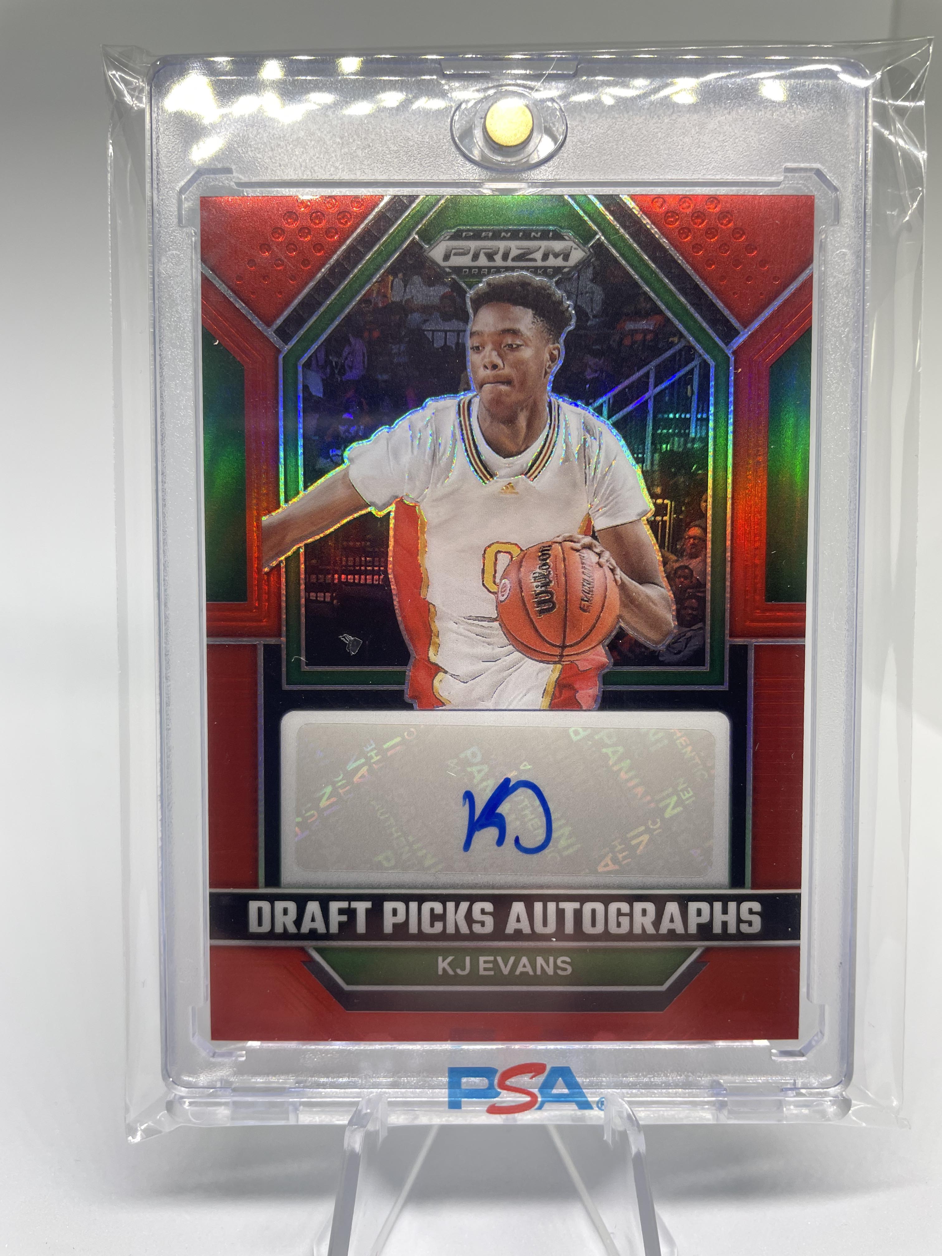 2023-24 Panini Prizm Draft Picks Kwame KJ Evans Red Prizm Rookie Auto /149