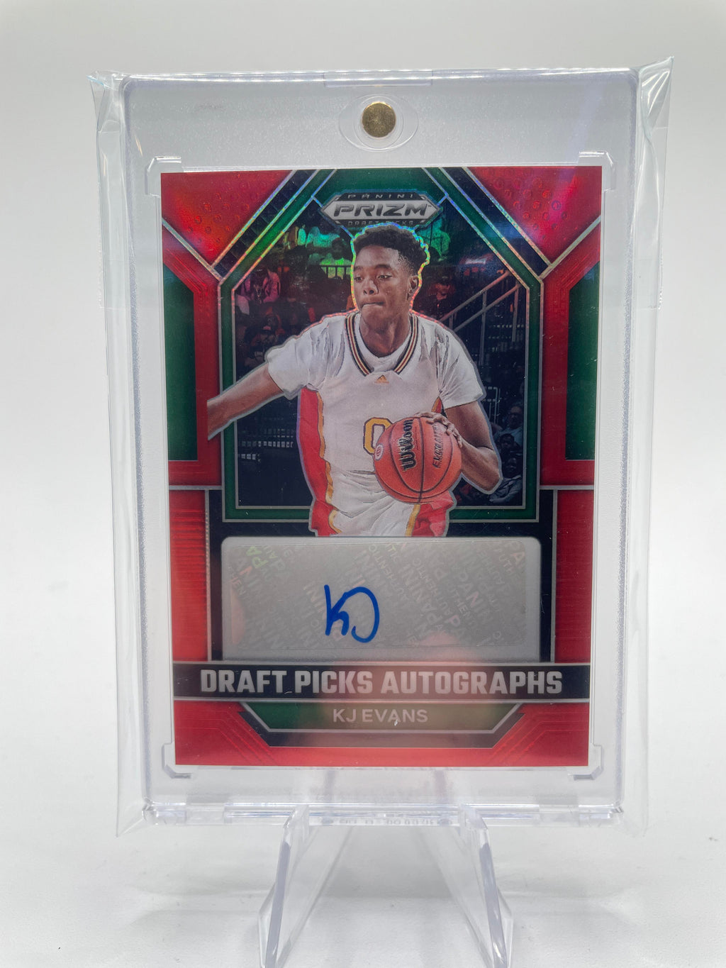 2023-24 Panini Prizm Draft Picks Kwame KJ Evans Red Prizm Rookie Auto /149