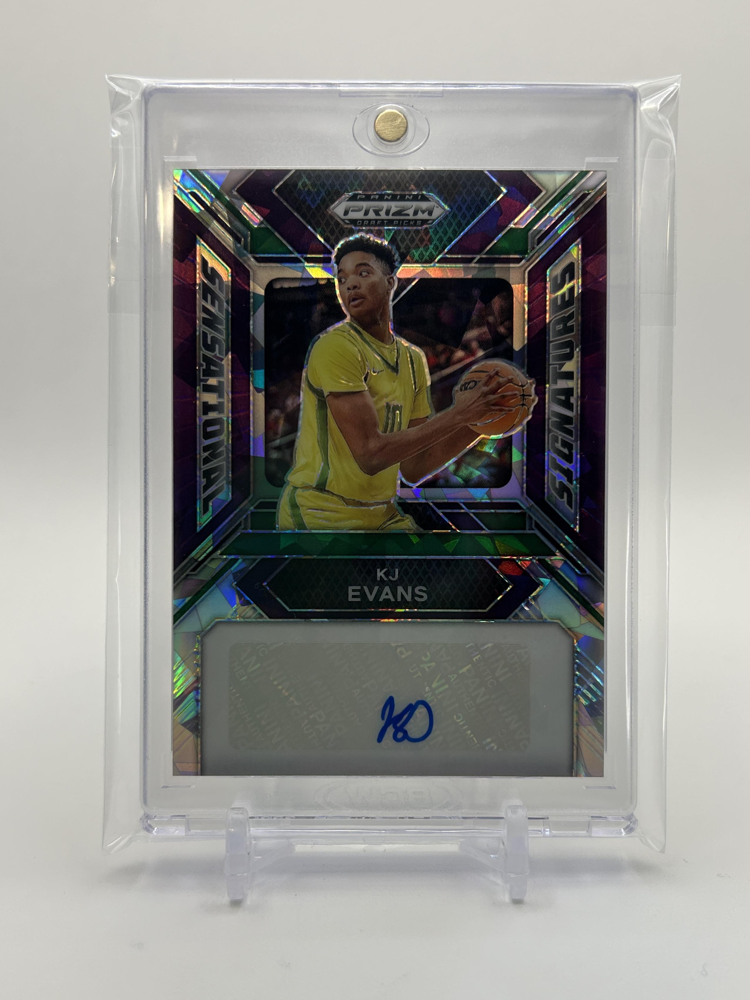 2023-24 Panini Prizm Draft Picks Kwame KJ Evans Sensational Purple Ice Auto /99