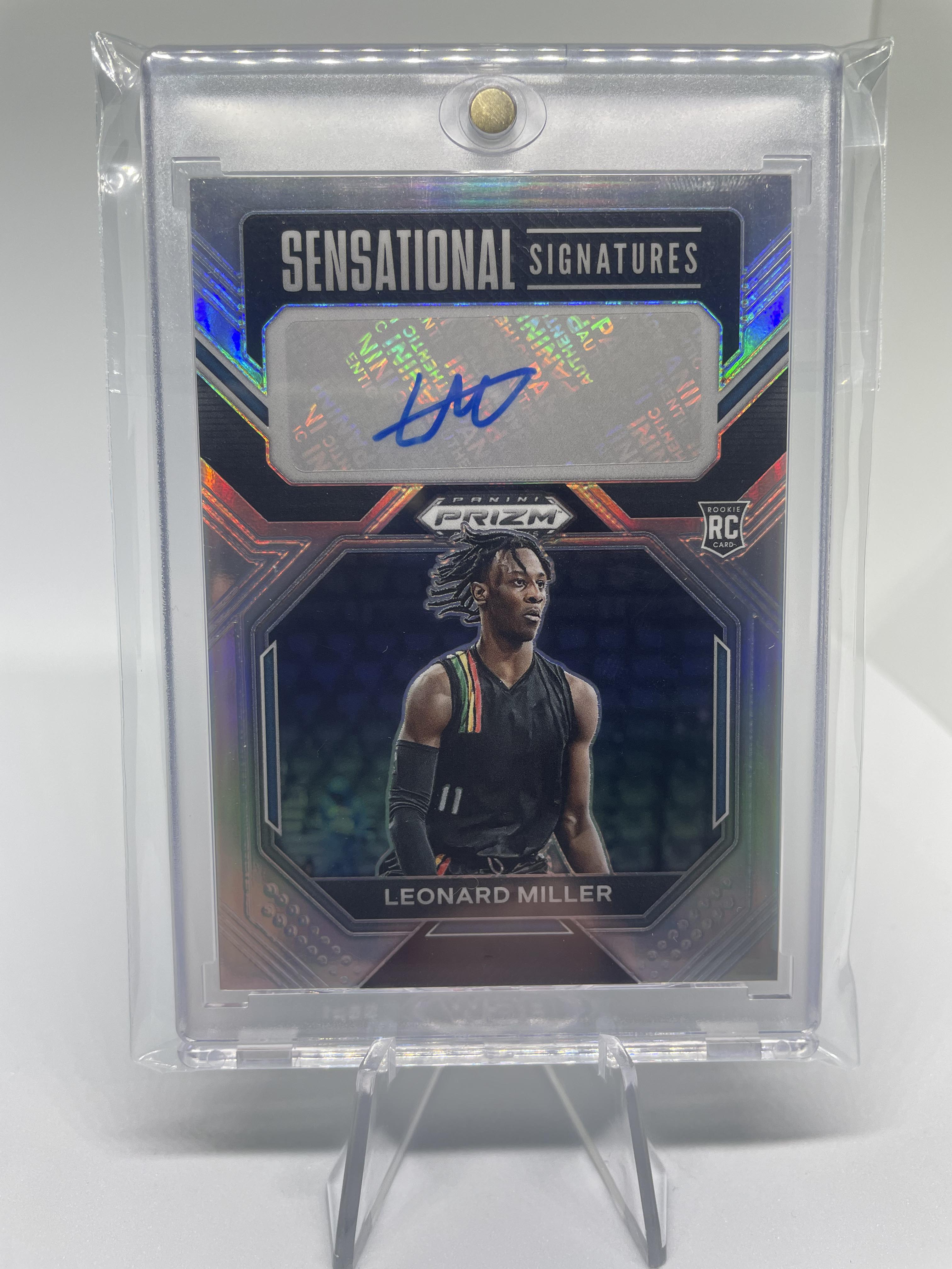 2023-24 Panini Prizm Draft Picks Leonard Miller Sensational Prizm Rookie Auto