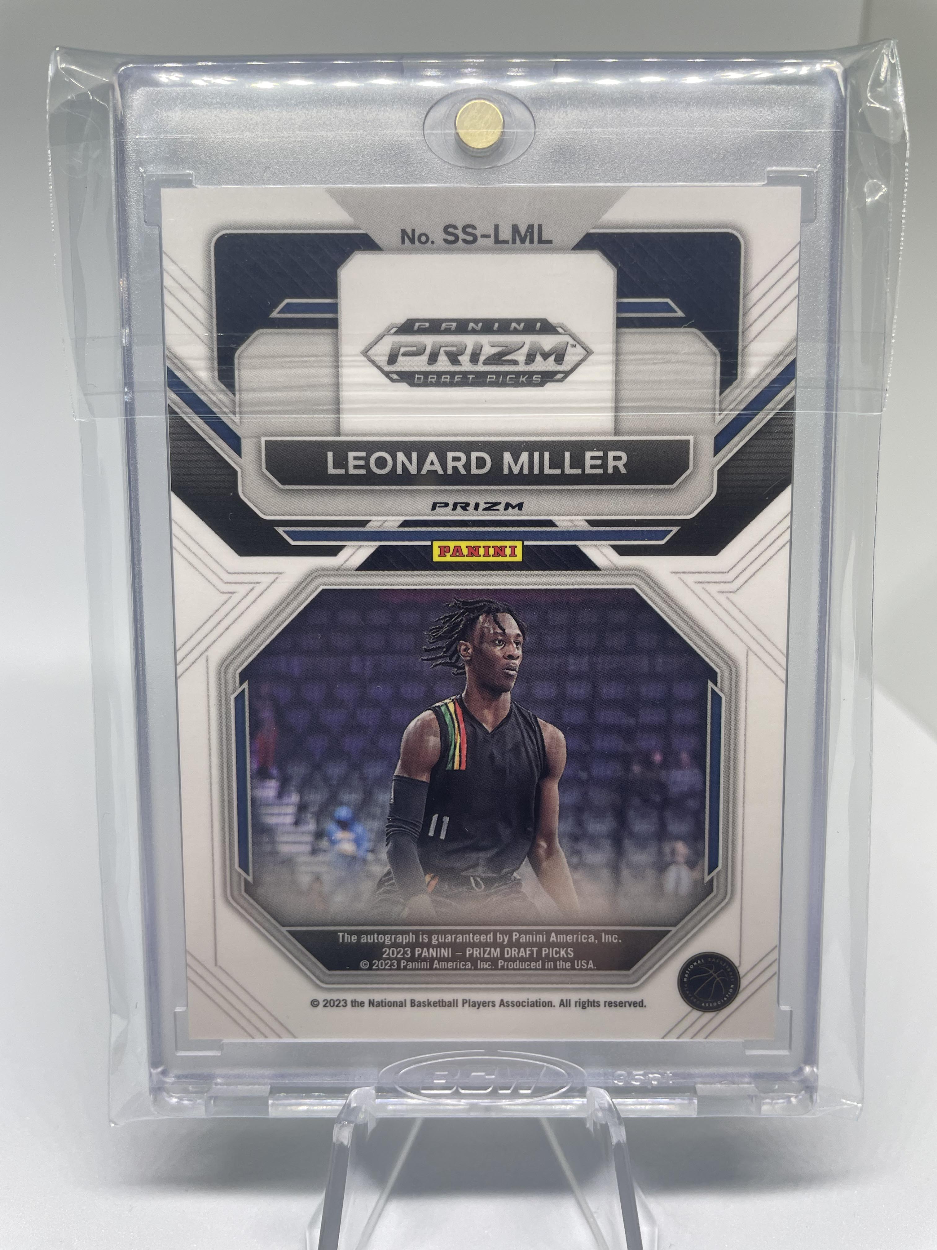 2023-24 Panini Prizm Draft Picks Leonard Miller Sensational Prizm Rookie Auto
