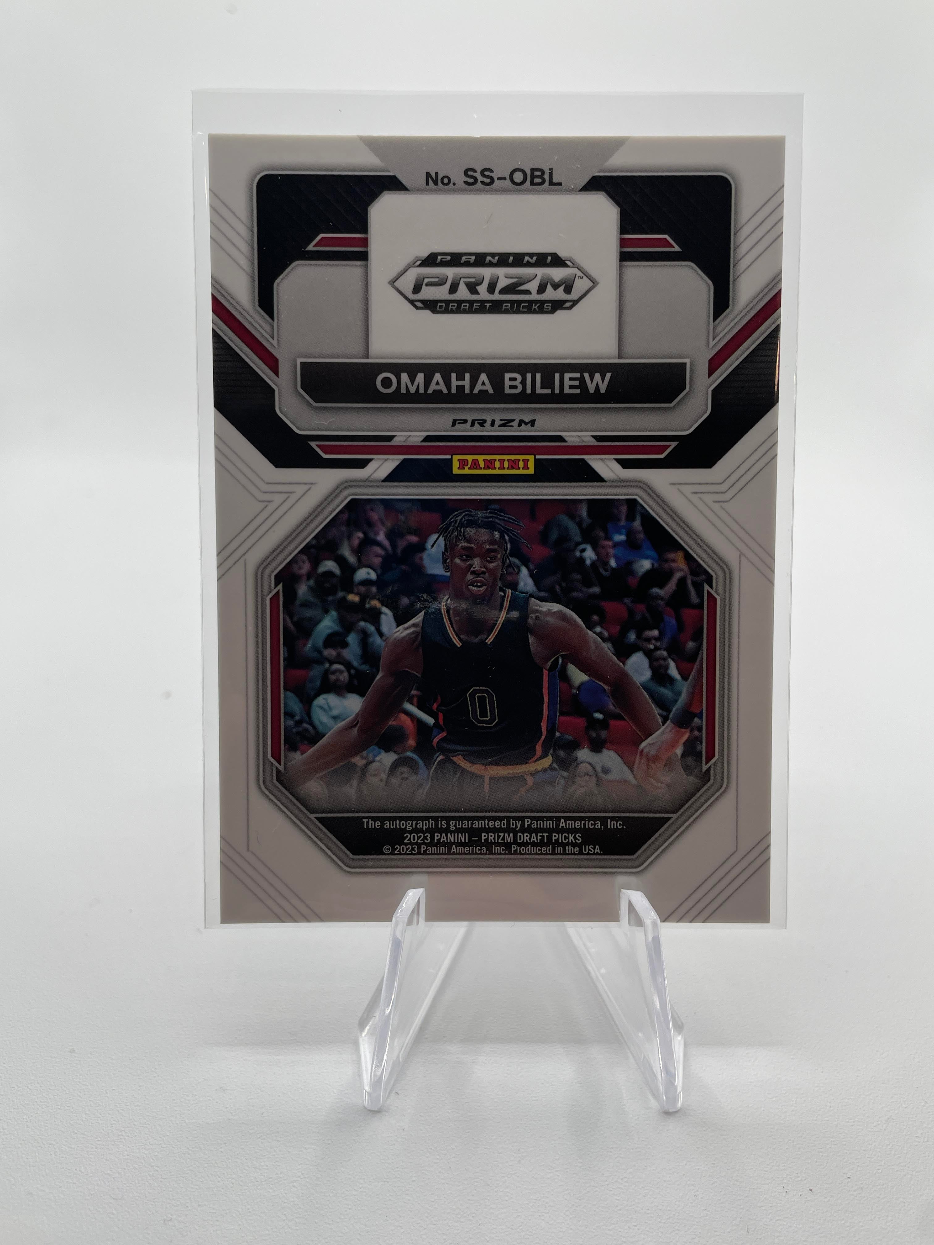 2023-24 Panini Prizm Draft Picks Omaha Biliew Hyper Prizm Rookie Auto