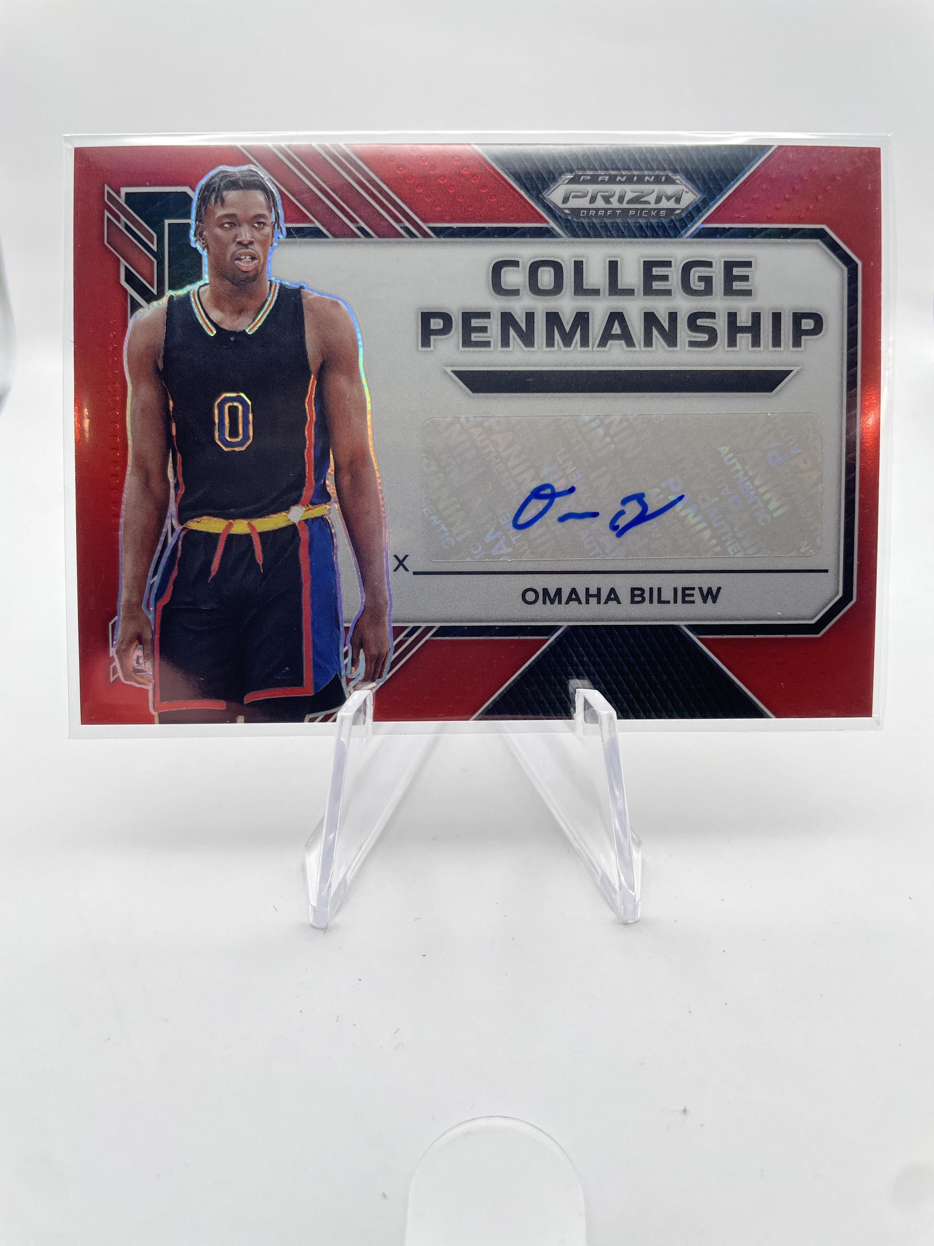 2023-24 Panini Prizm Draft Picks Omaha Biliew Red Prizm Auto /199