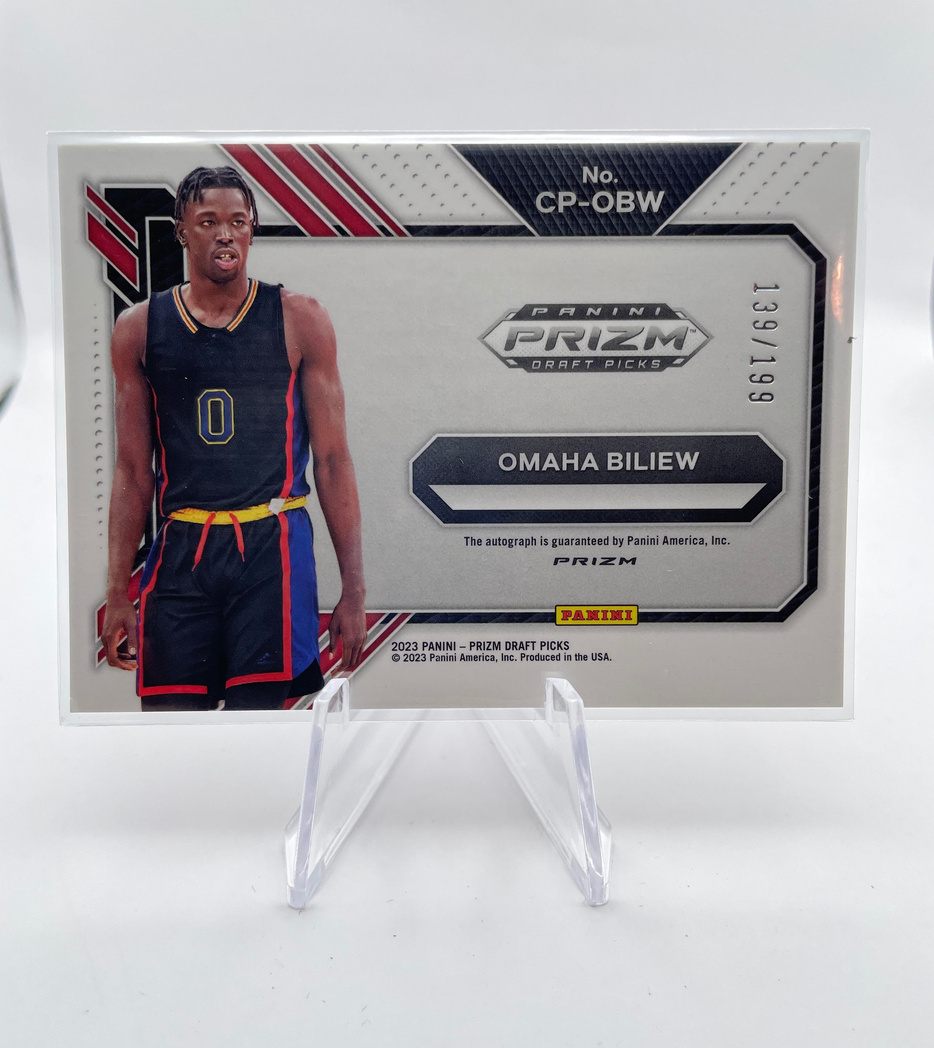 2023-24 Panini Prizm Draft Picks Omaha Biliew Red Prizm Auto /199