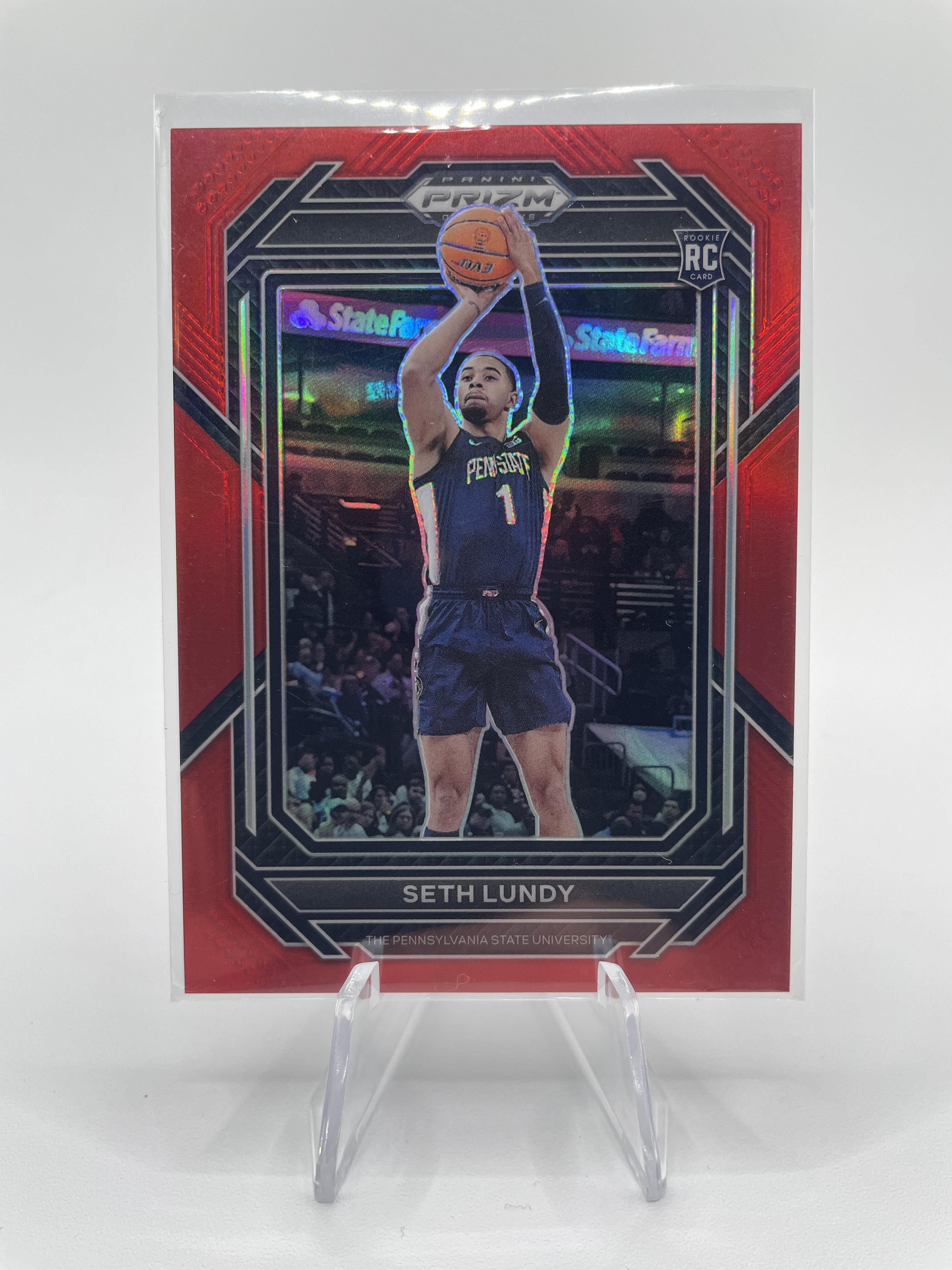 2023-24 Panini Prizm Draft Picks Seth Lundy Red Prizm Rookie /299