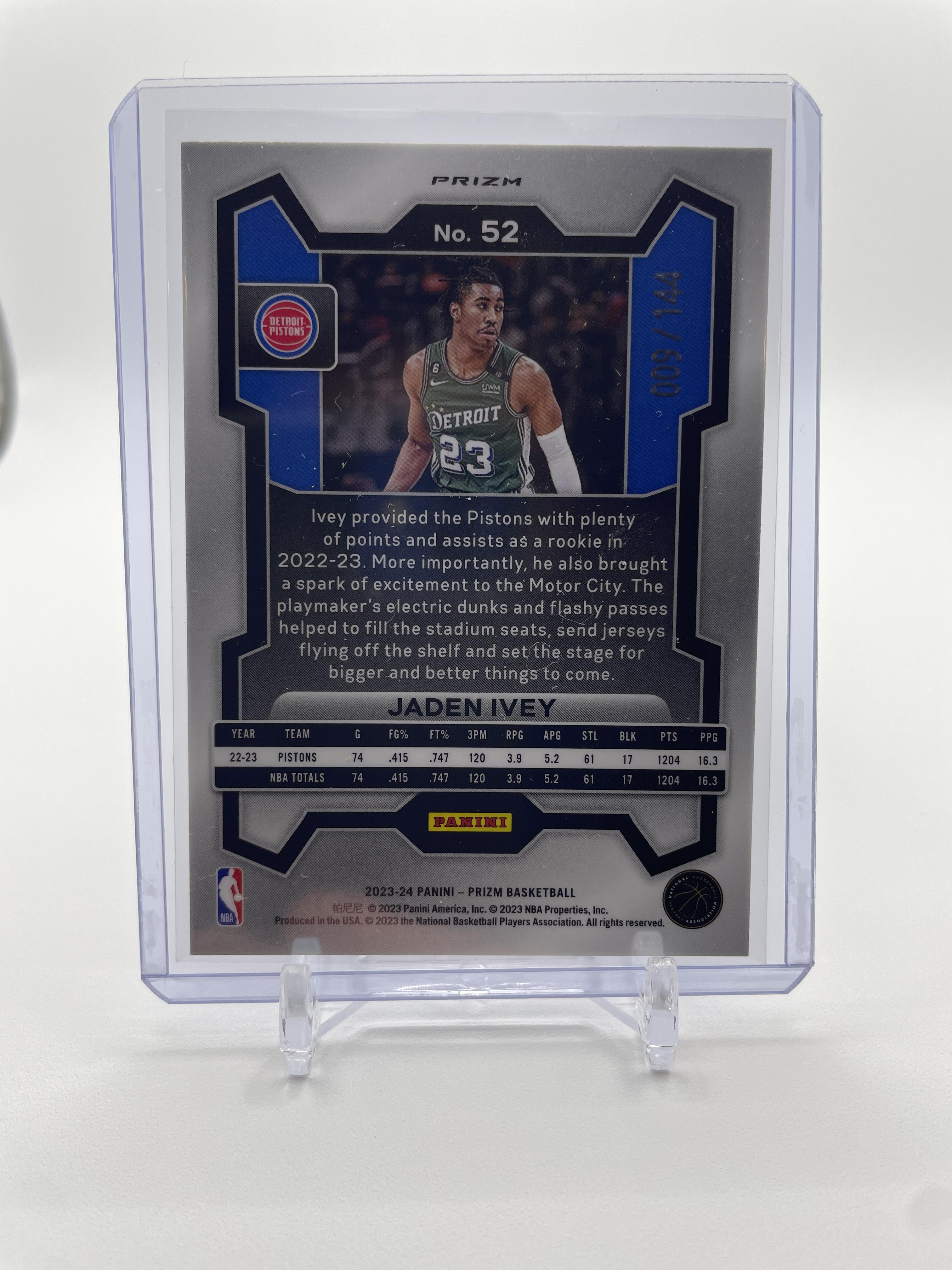 2023-24 Panini Prizm Jaden Ivey Blue Sparkle Prizm /144