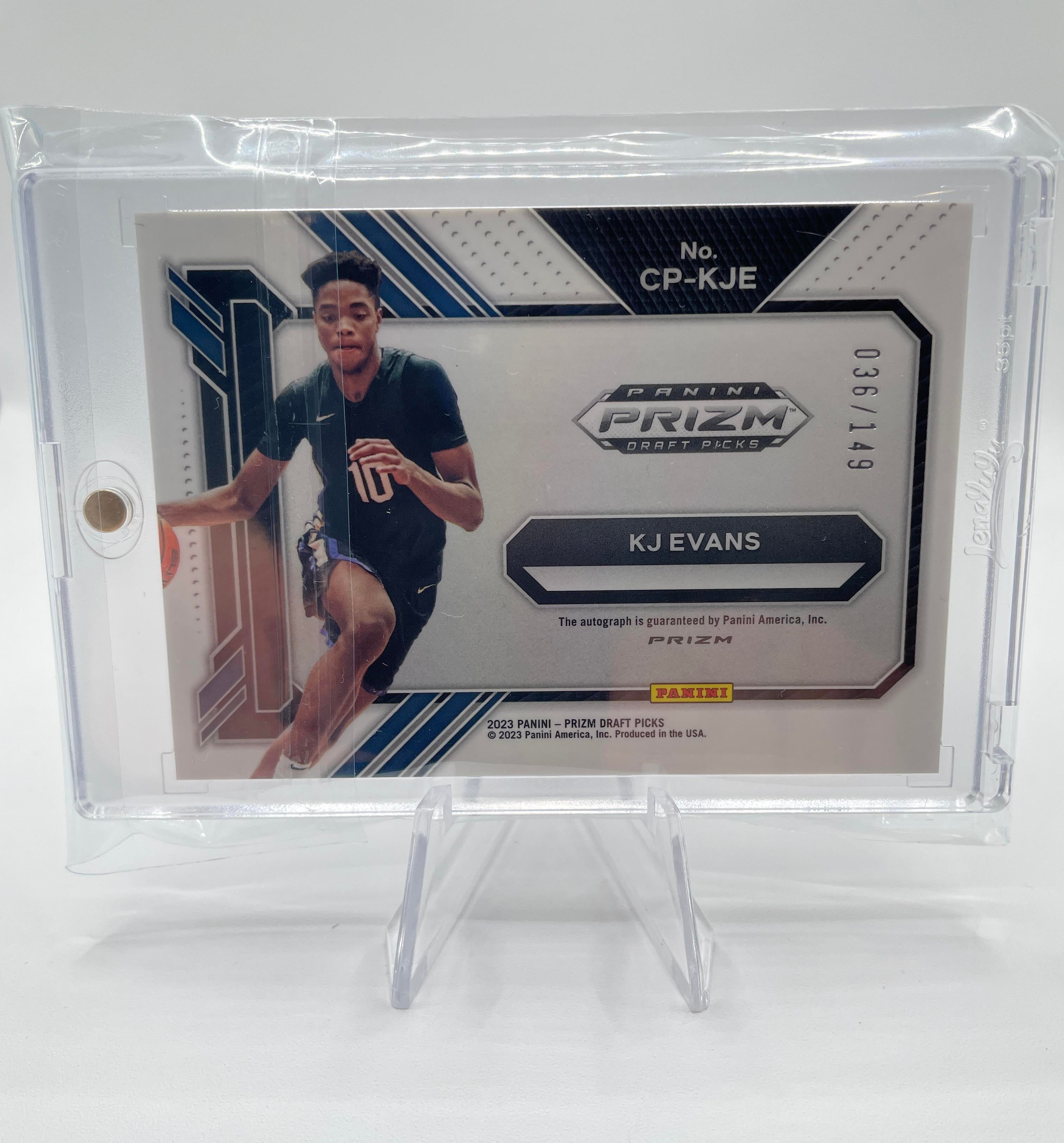 2023-24 Panini Prizm Kwame KJ Evans College Penmanship Blue Prizm Auto /149