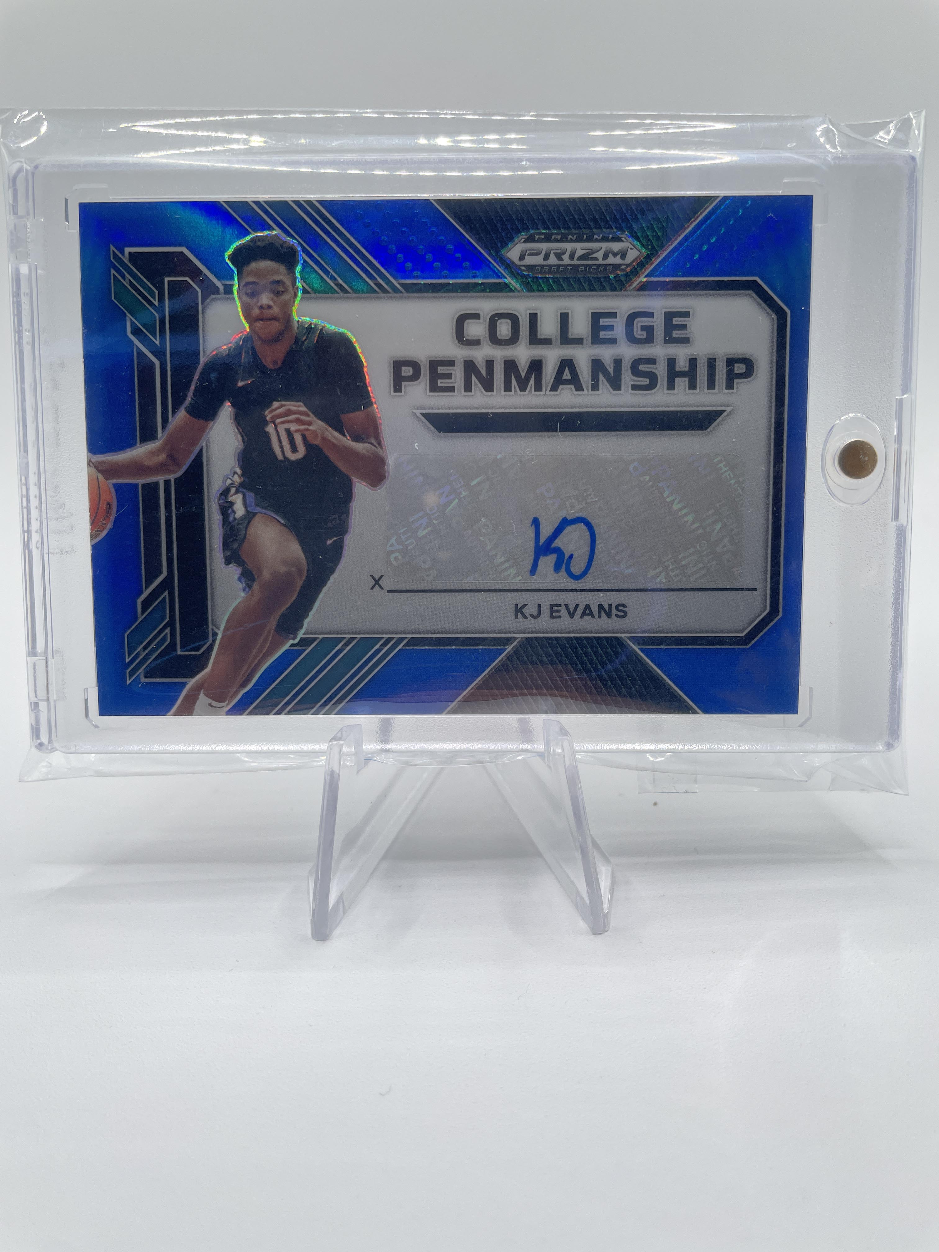 2023-24 Panini Prizm Kwame KJ Evans College Penmanship Blue Prizm Auto /149