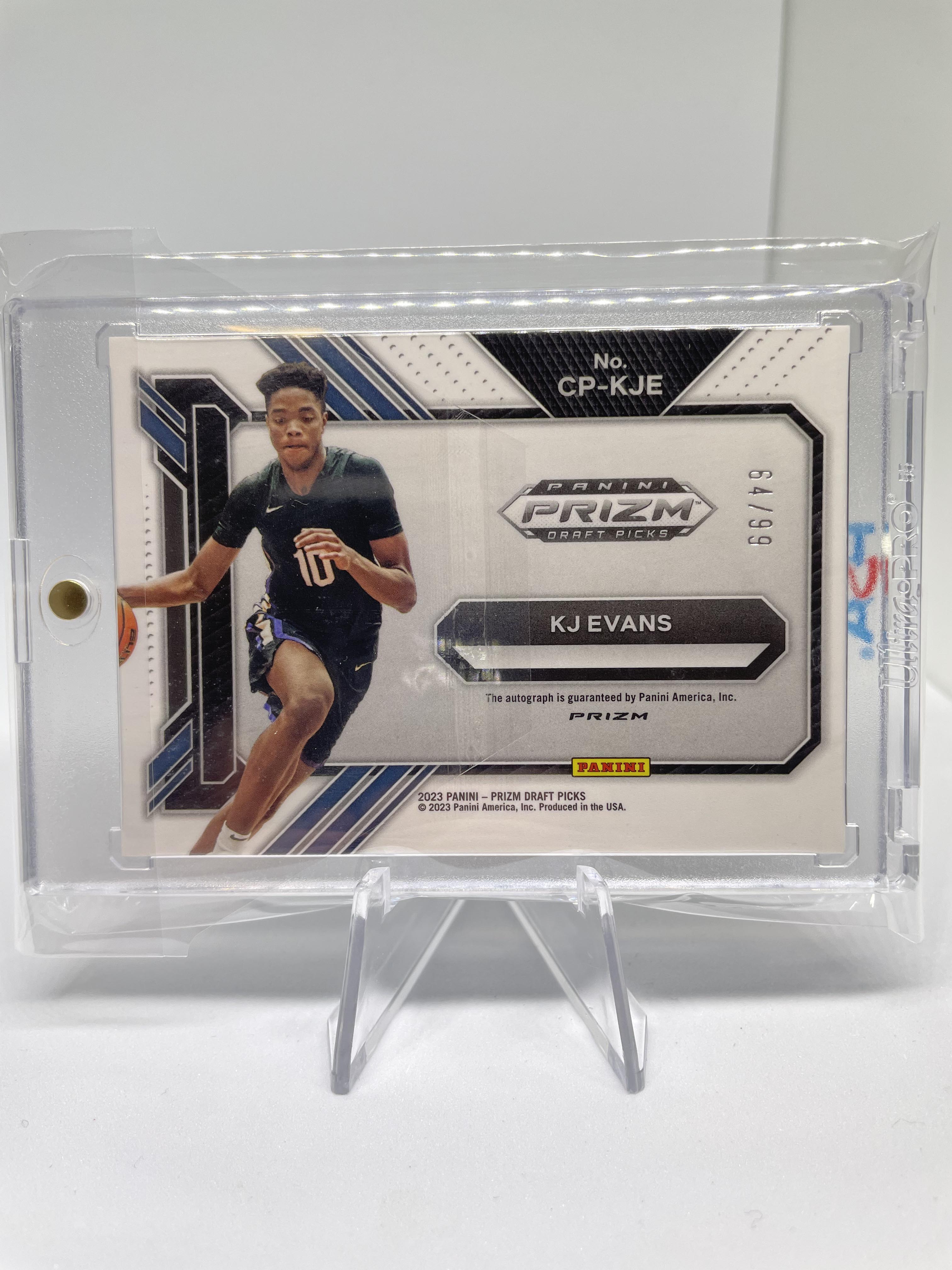 2023-24 Panini Prizm Kwame KJ Evans Penmanship Purple Ice Rookie Auto /99