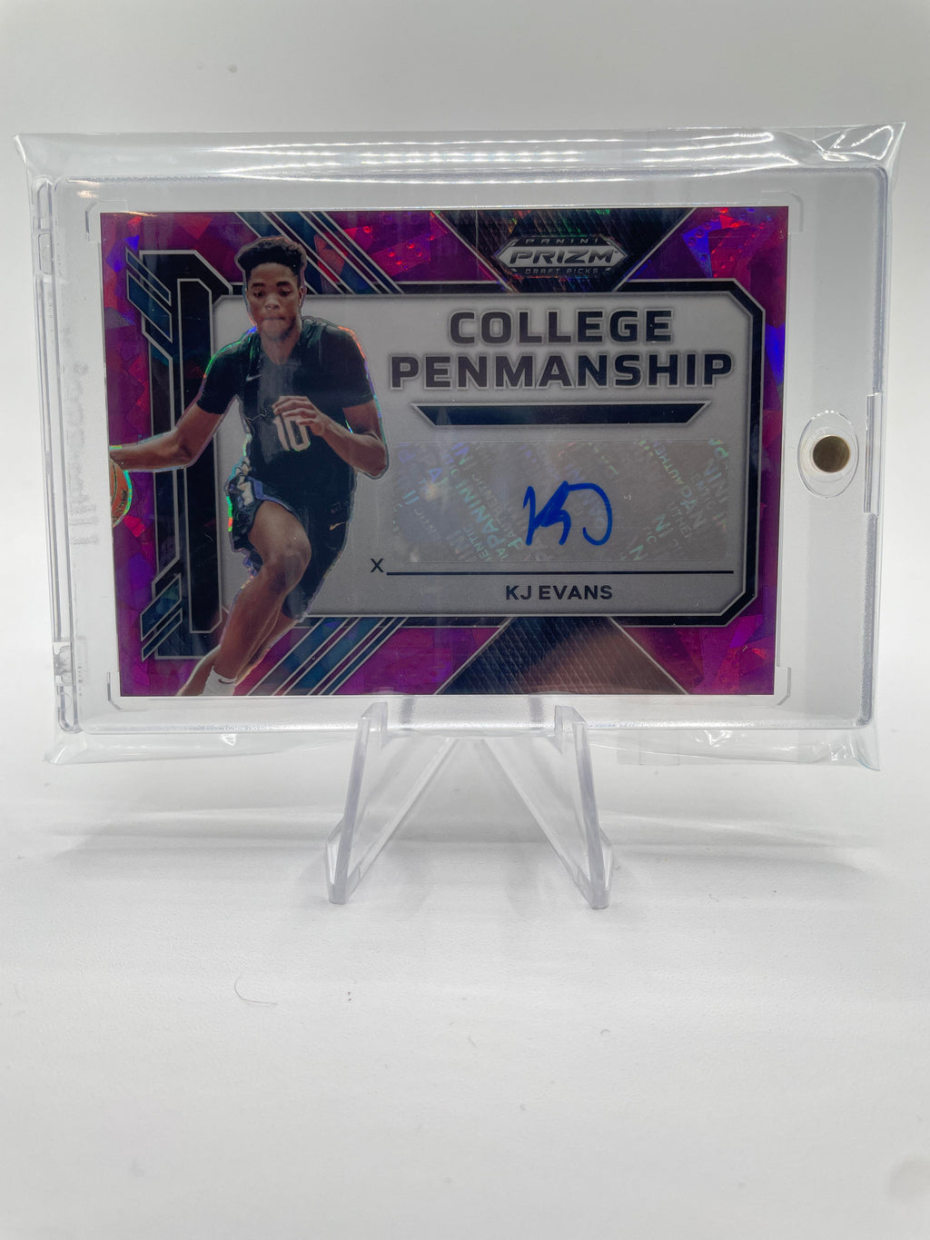 2023-24 Panini Prizm Kwame KJ Evans Penmanship Purple Ice Rookie Auto /99