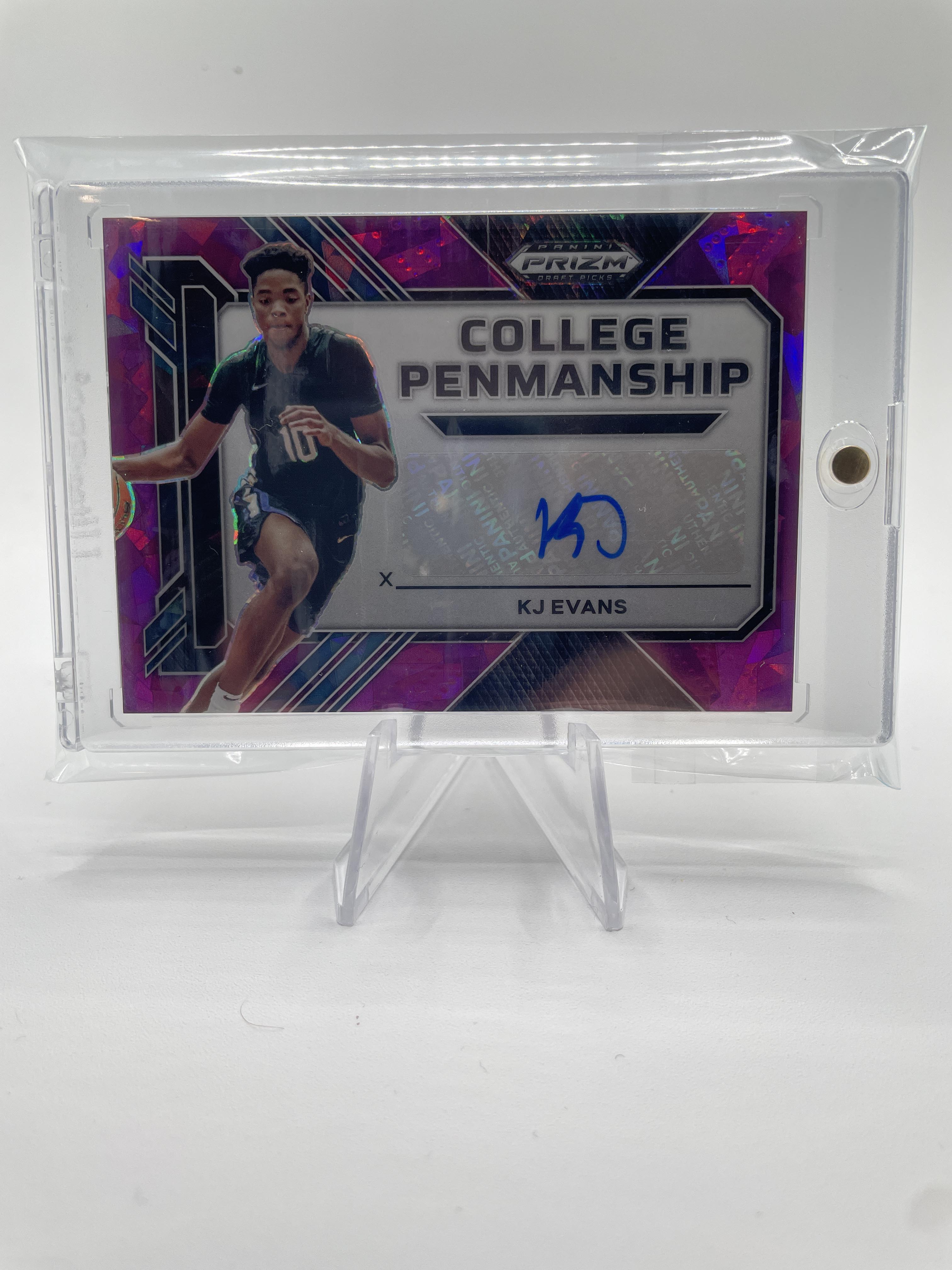 2023-24 Panini Prizm Kwame KJ Evans Penmanship Purple Ice Rookie Auto /99