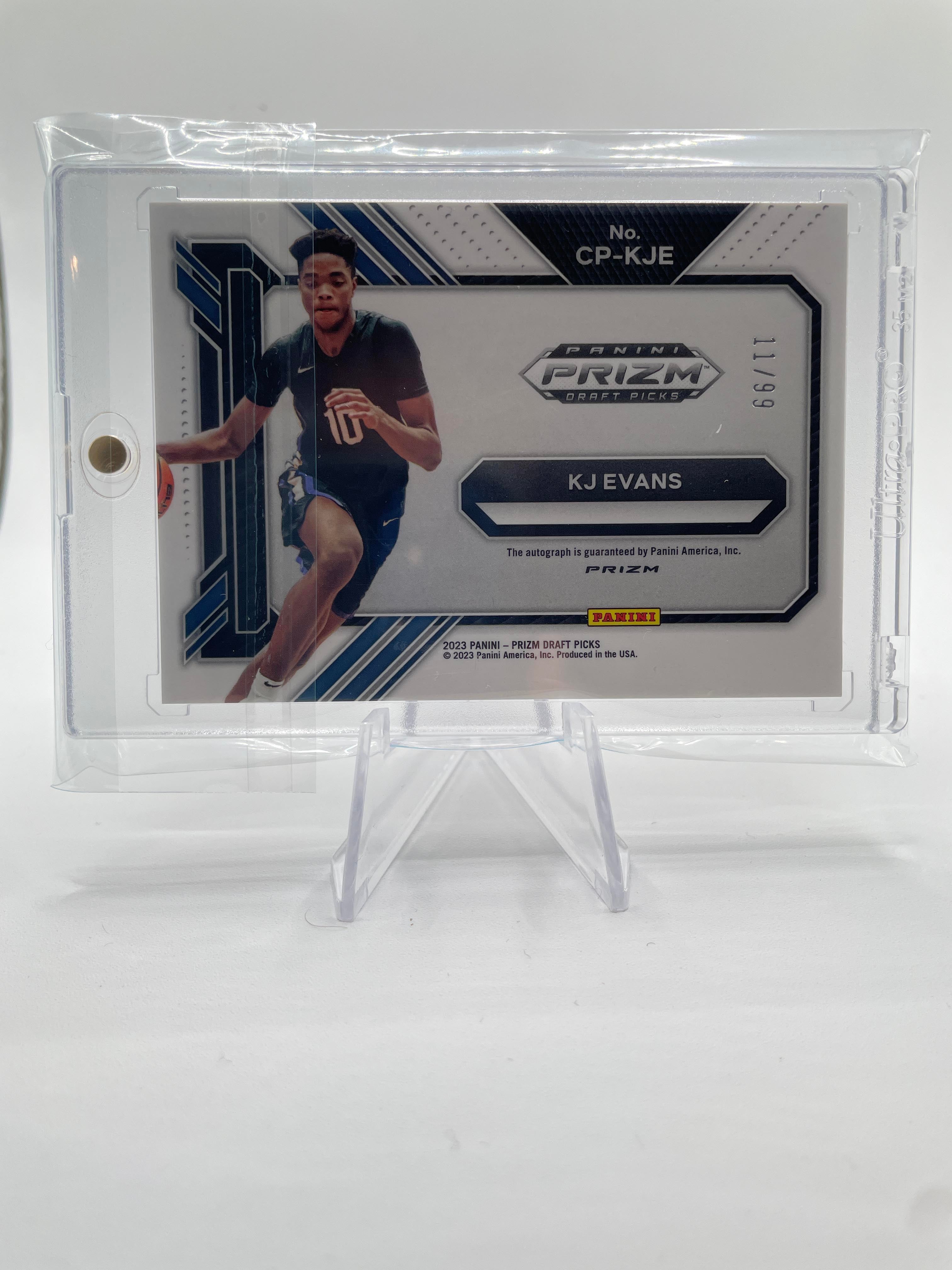 2023-24 Panini Prizm Kwame KJ Evans Penmanship Purple Ice Rookie Auto /99