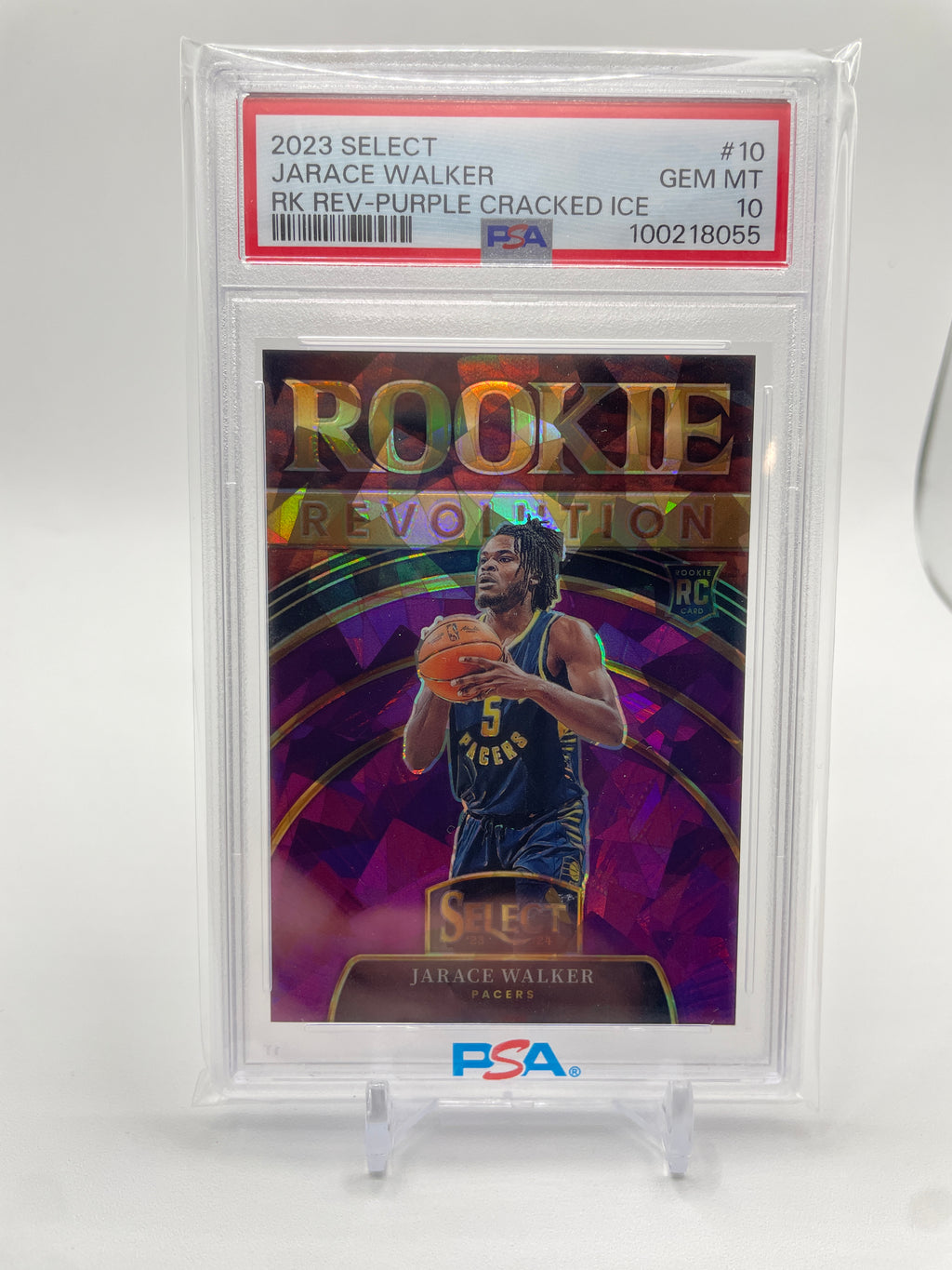 2023-24 Panini Select Jarace Walker Rookie Revolution Purple Ice /75 PSA 10 GEM