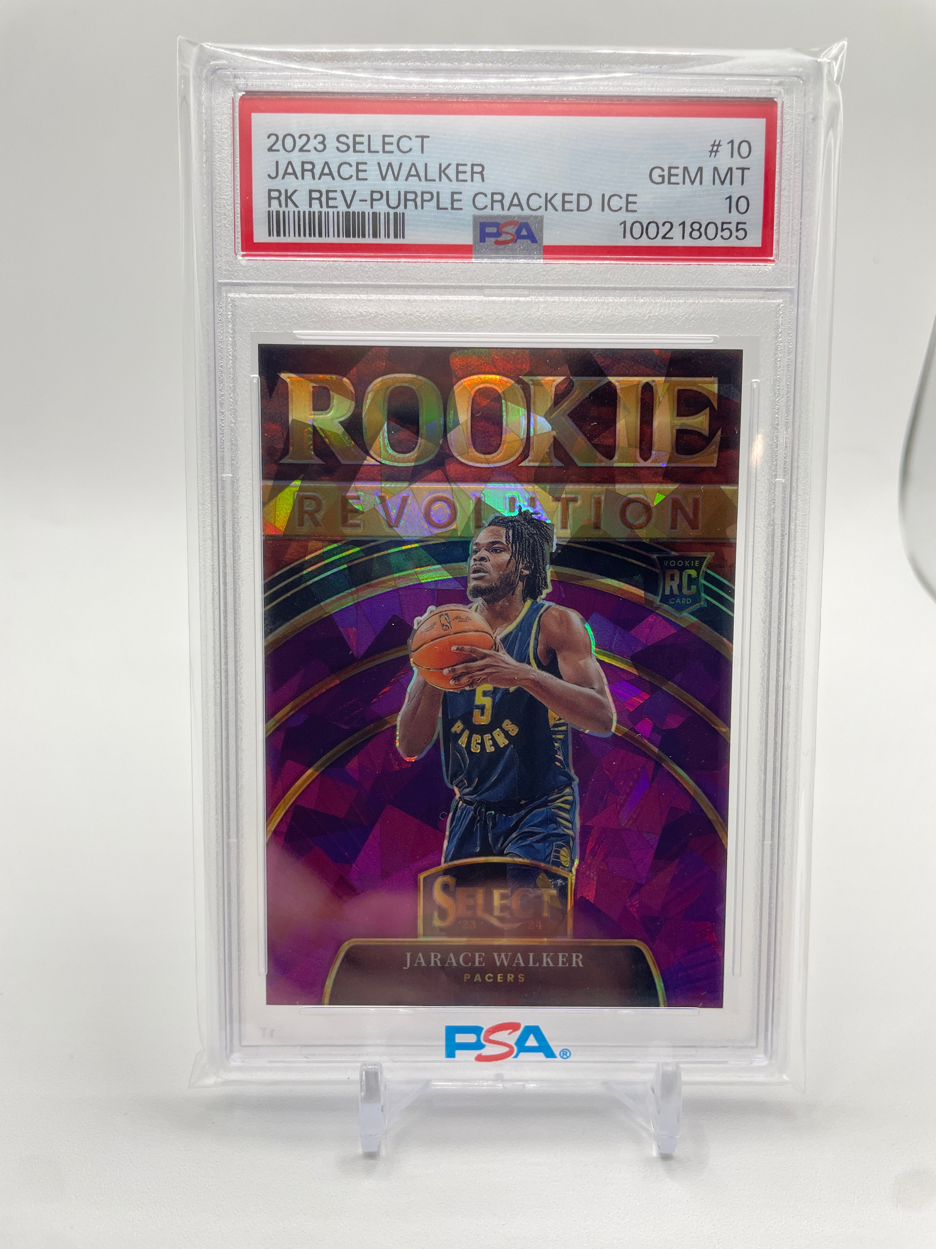 2023-24 Panini Select Jarace Walker Rookie Revolution Purple Ice /75 PSA 10 GEM