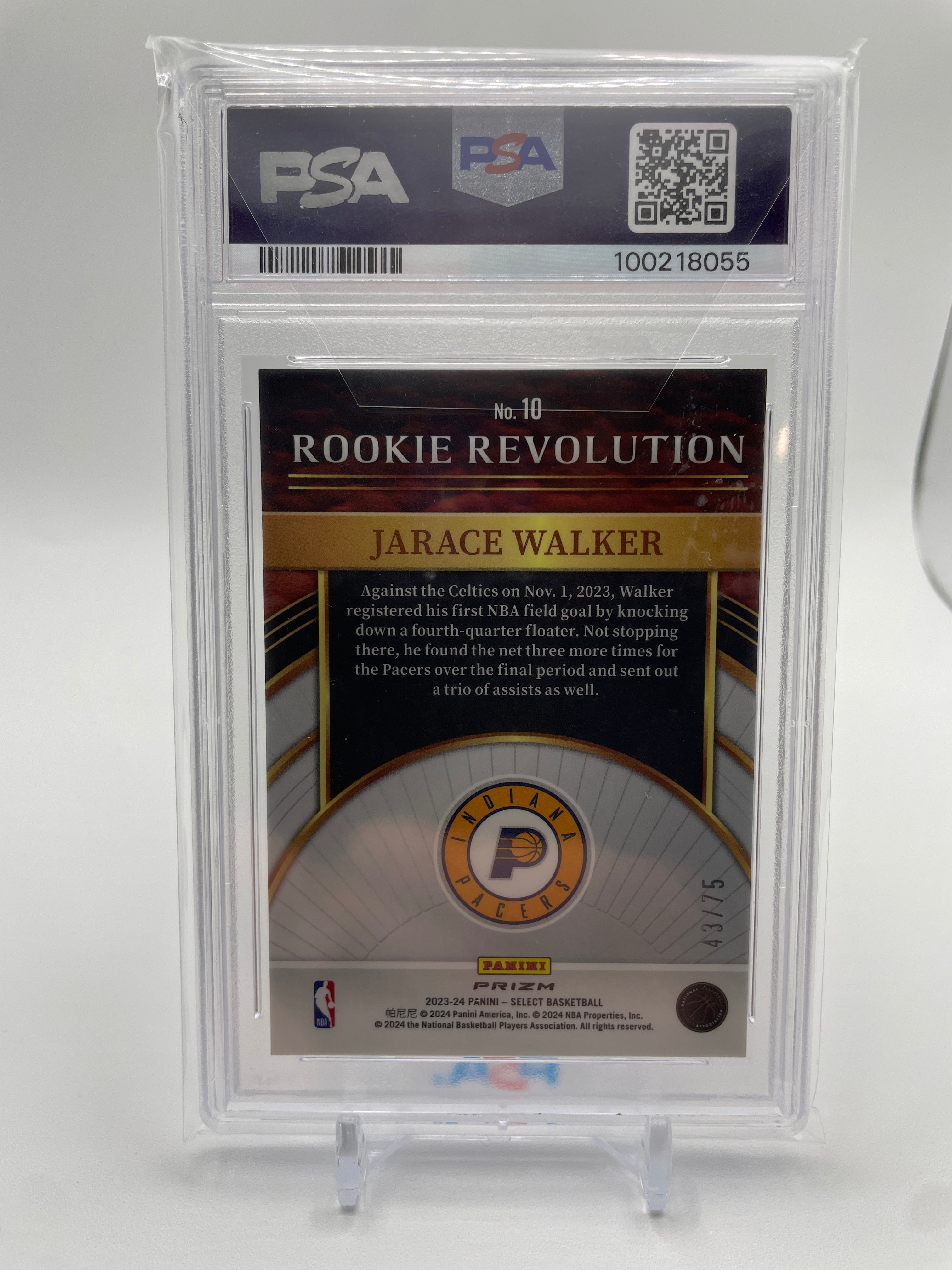 2023-24 Panini Select Jarace Walker Rookie Revolution Purple Ice /75 PSA 10 GEM