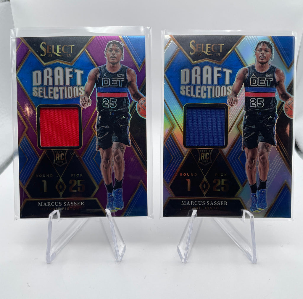 2023-24 Panini Select Marcus Sasser Purple Prizm Patch /99 + Silver Prizm Patch