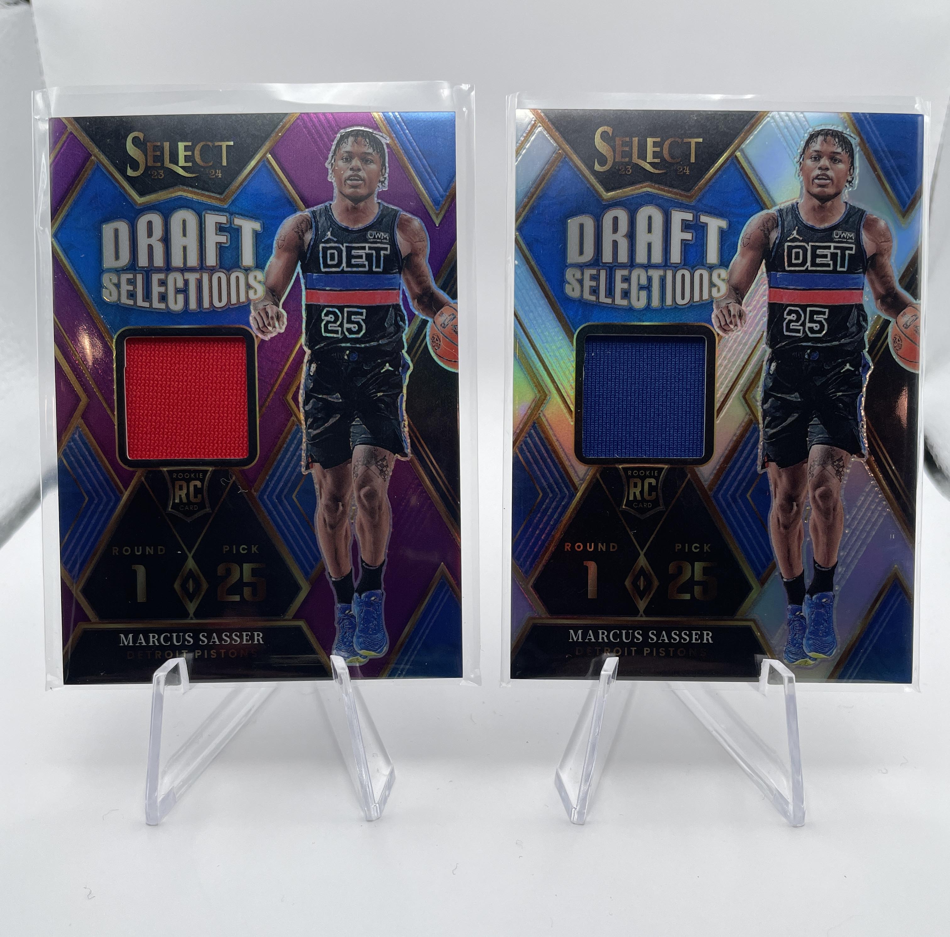 2023-24 Panini Select Marcus Sasser Purple Prizm Patch /99 + Silver Prizm Patch
