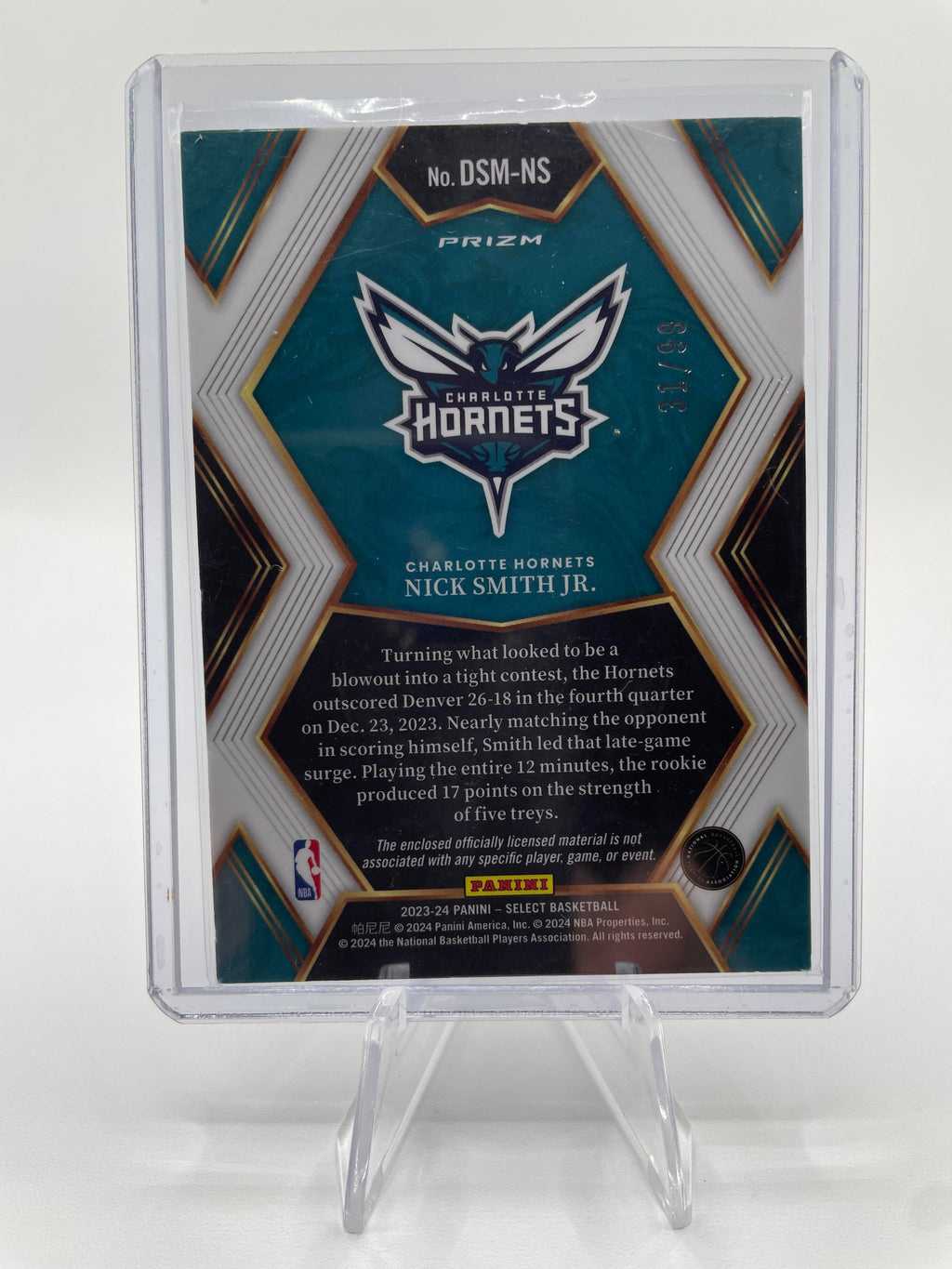 2023-24 Panini Select Nick Smith Jr Selections Purple Prizm Rookie Patch /99