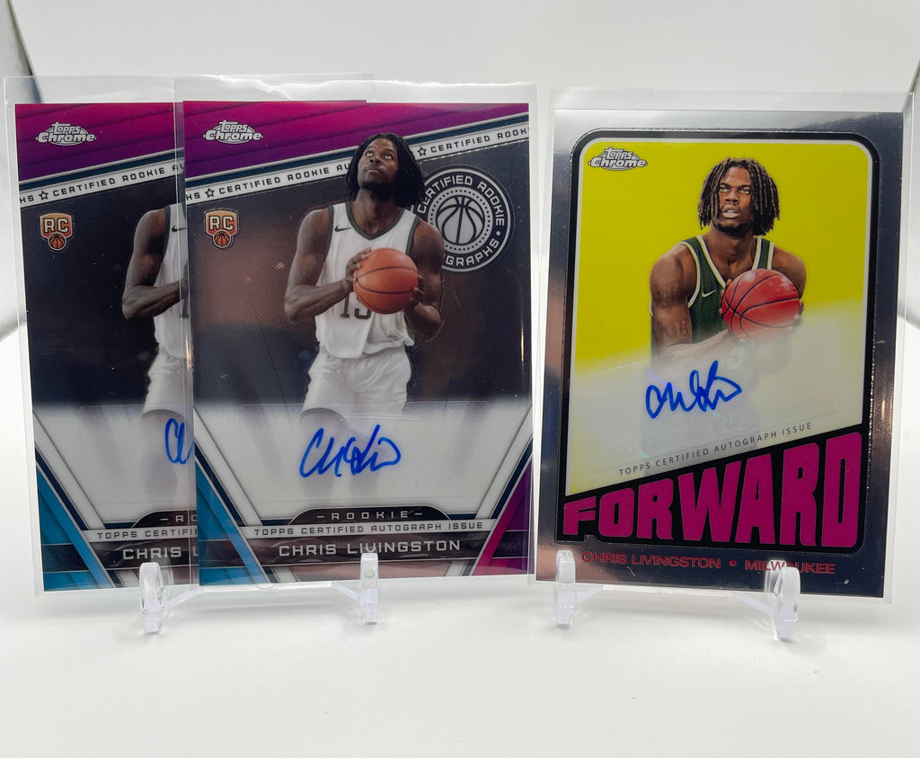 2023-24 Topps Chrome Chris Livingston Certified Rookie Auto + Throwback Set (x3)