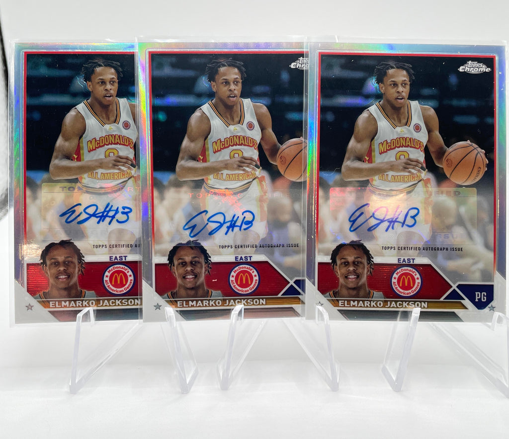 2023-24 Topps Chrome McDonald's Elmarko Jackson Rookie Refractor Auto Set (x3)