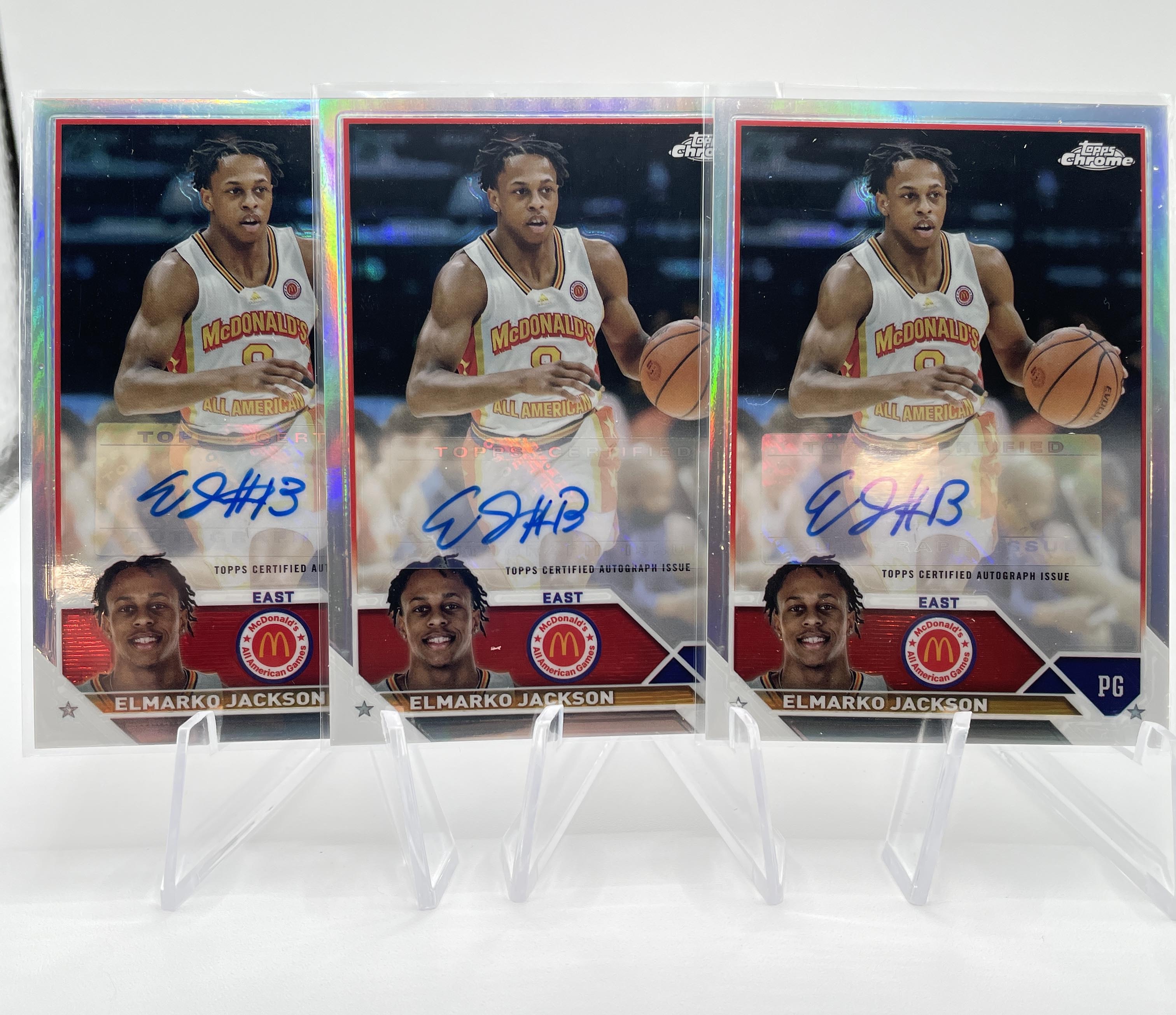 2023-24 Topps Chrome McDonald's Elmarko Jackson Rookie Refractor Auto Set (x3)
