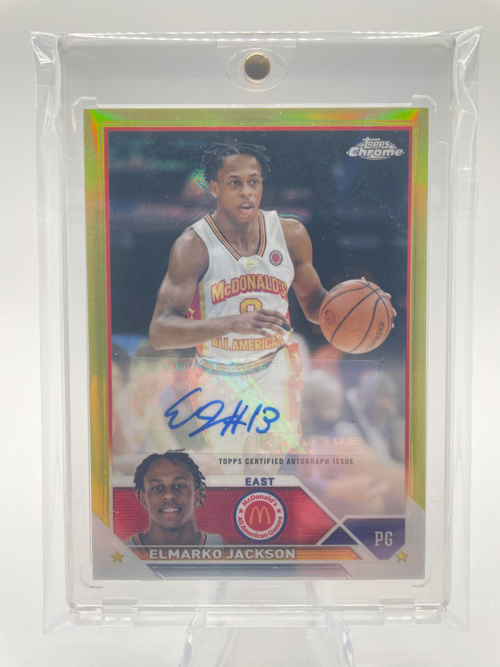 2023-24 Topps Chrome McDonald's Elmarko Jackson Yellow Refractor Auto /75