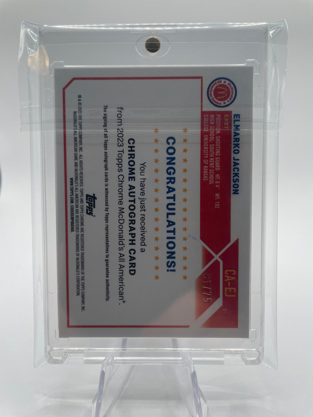 2023-24 Topps Chrome McDonald's Elmarko Jackson Yellow Refractor Auto /75