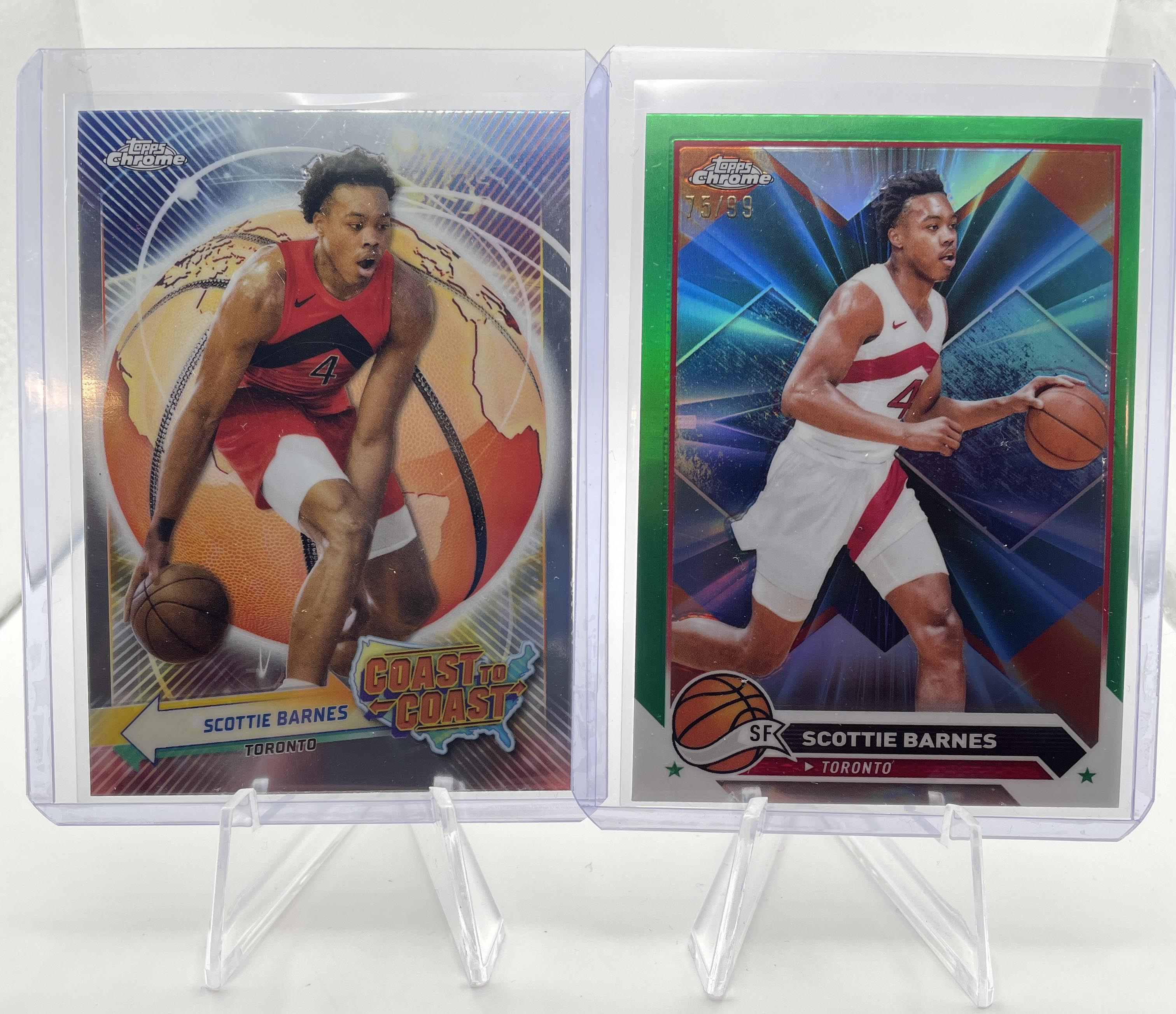 2023-24 Topps Chrome Scottie Barnes Green Refractor /99 + Coast to Coast Insert
