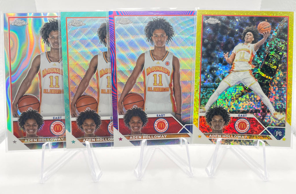 2023-24 Topps McDonald_s Chrome Aden Holloway Yellow /75 Blue /125 Aqua /199 (4)