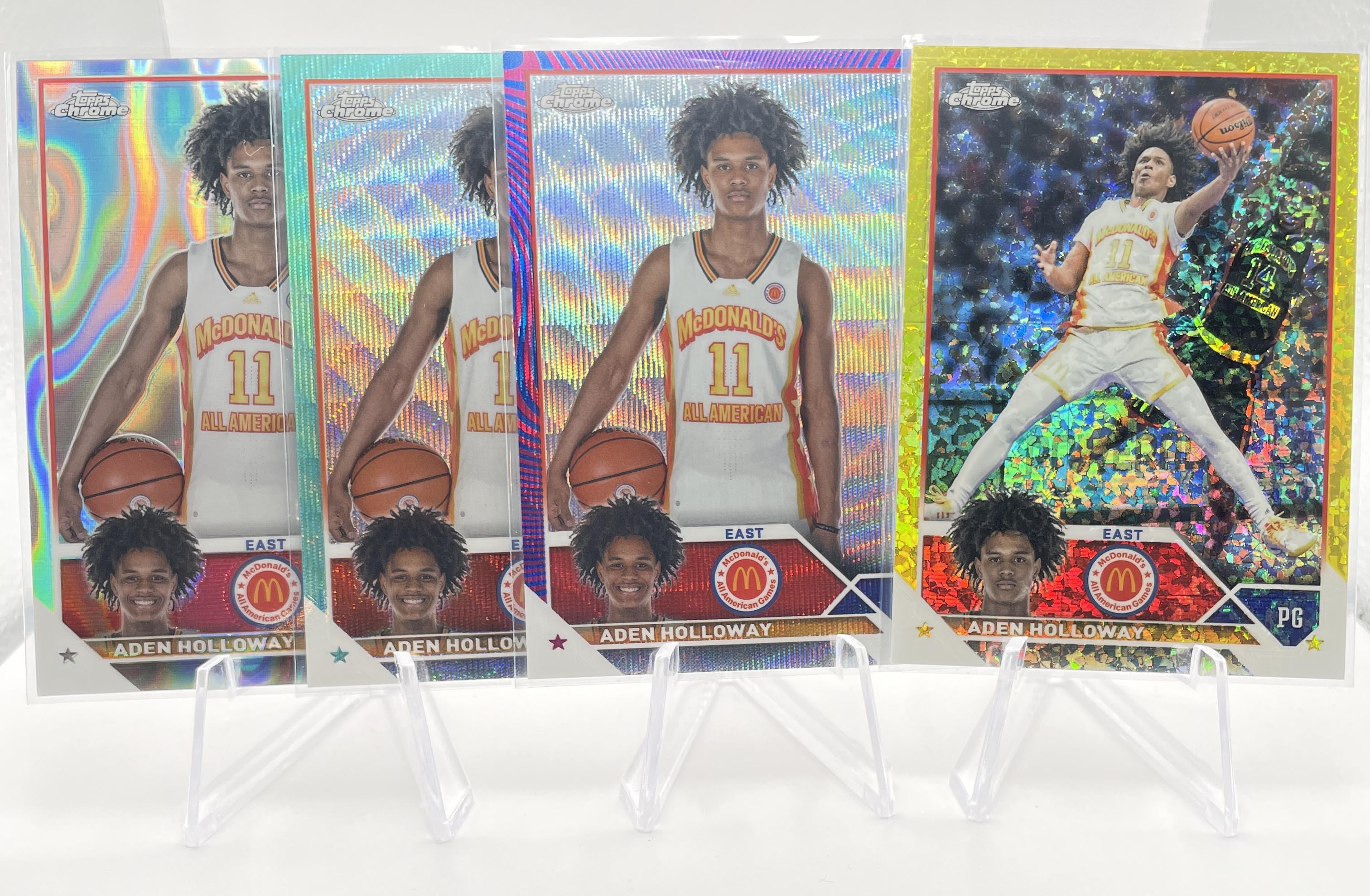 2023-24 Topps McDonald_s Chrome Aden Holloway Yellow /75 Blue /125 Aqua /199 (4)