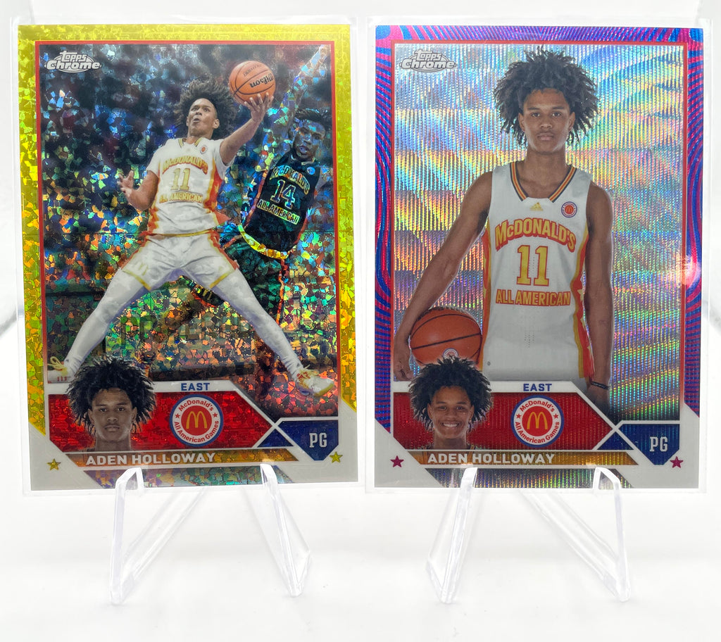 2023-24 Topps McDonald_s Chrome Aden Holloway Yellow /75 Blue /125 Aqua /199 (4)