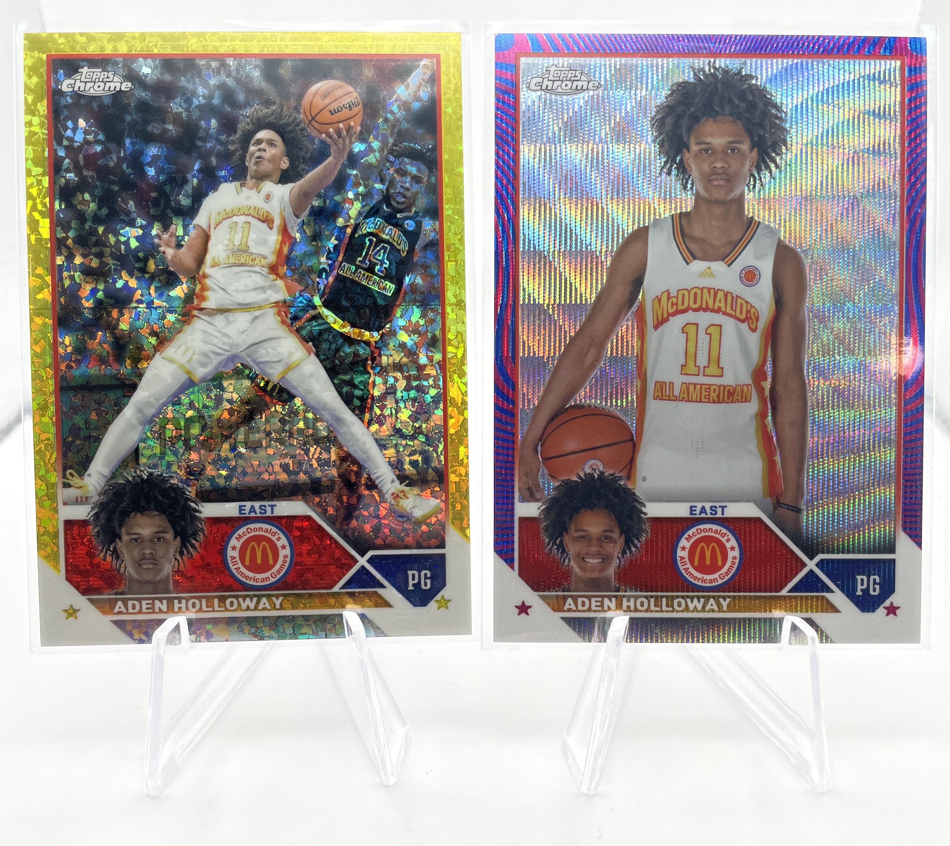 2023-24 Topps McDonald_s Chrome Aden Holloway Yellow /75 Blue /125 Aqua /199 (4)