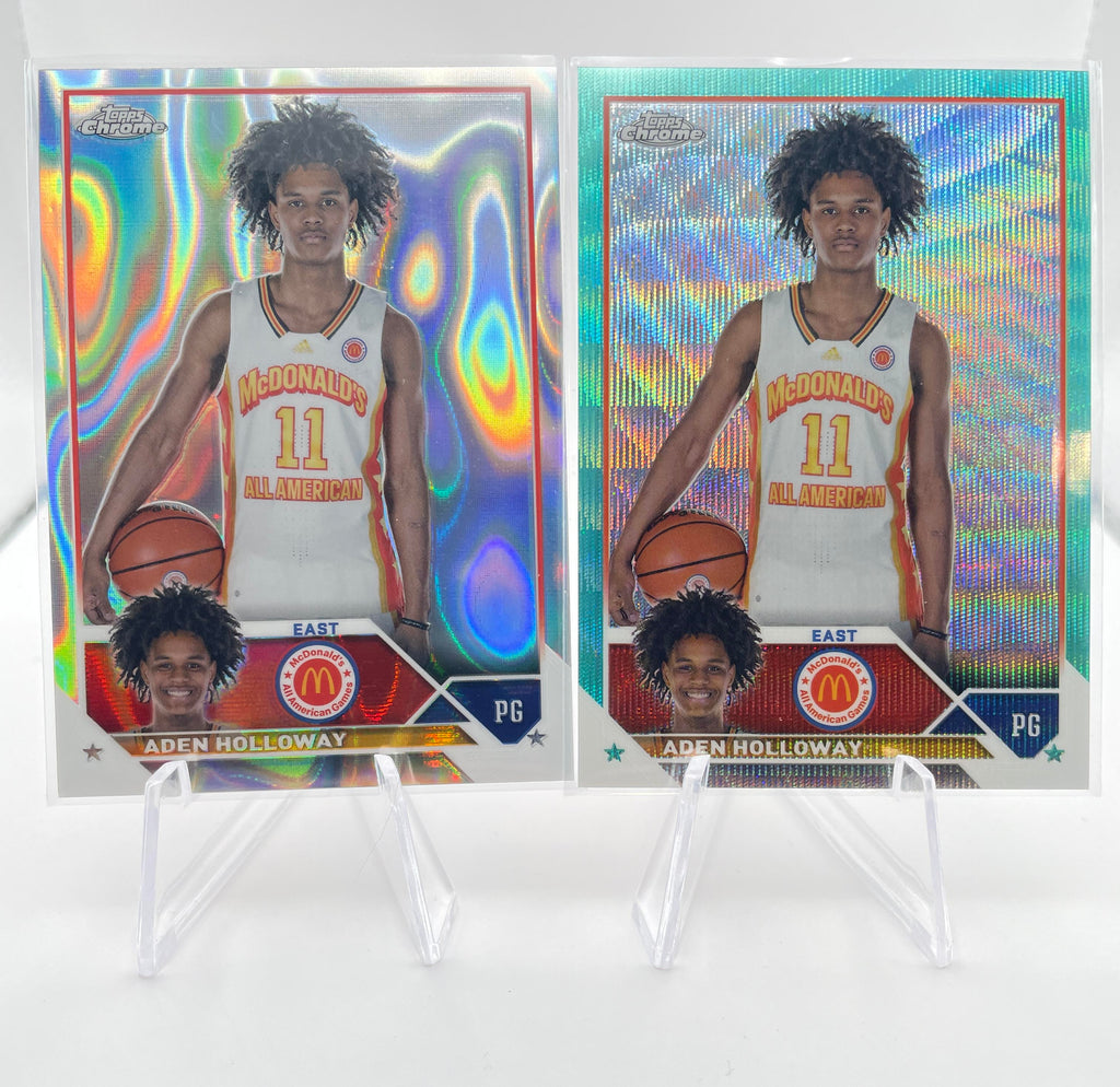 2023-24 Topps McDonald_s Chrome Aden Holloway Yellow /75 Blue /125 Aqua /199 (4)