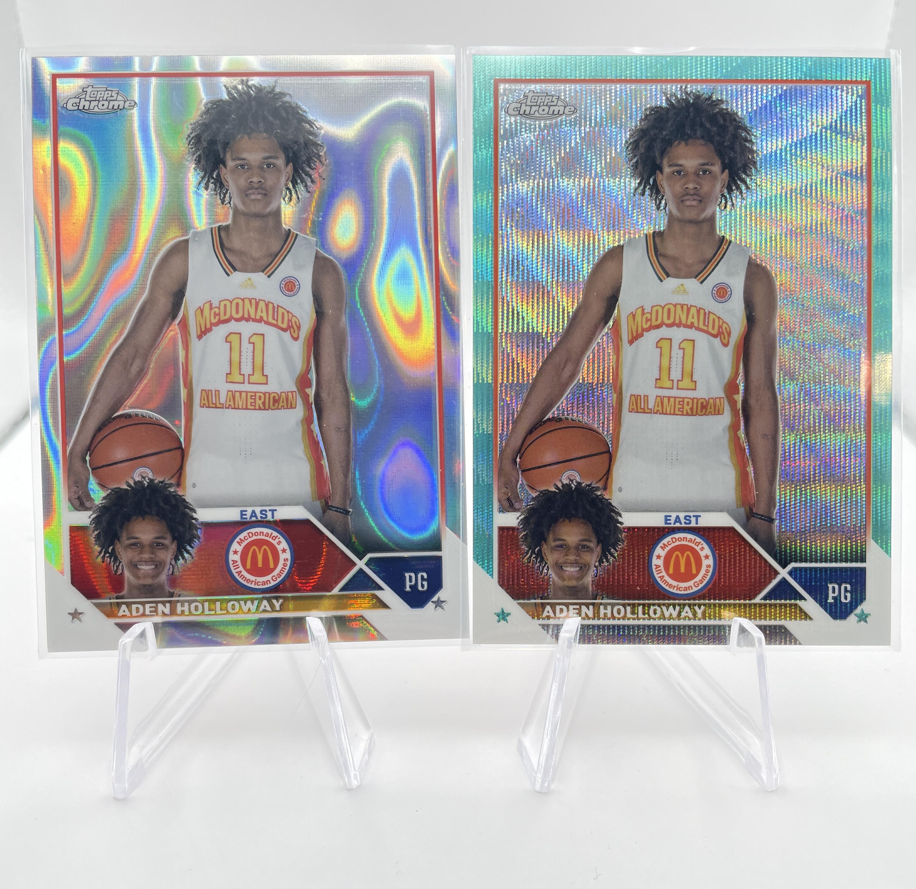 2023-24 Topps McDonald_s Chrome Aden Holloway Yellow /75 Blue /125 Aqua /199 (4)