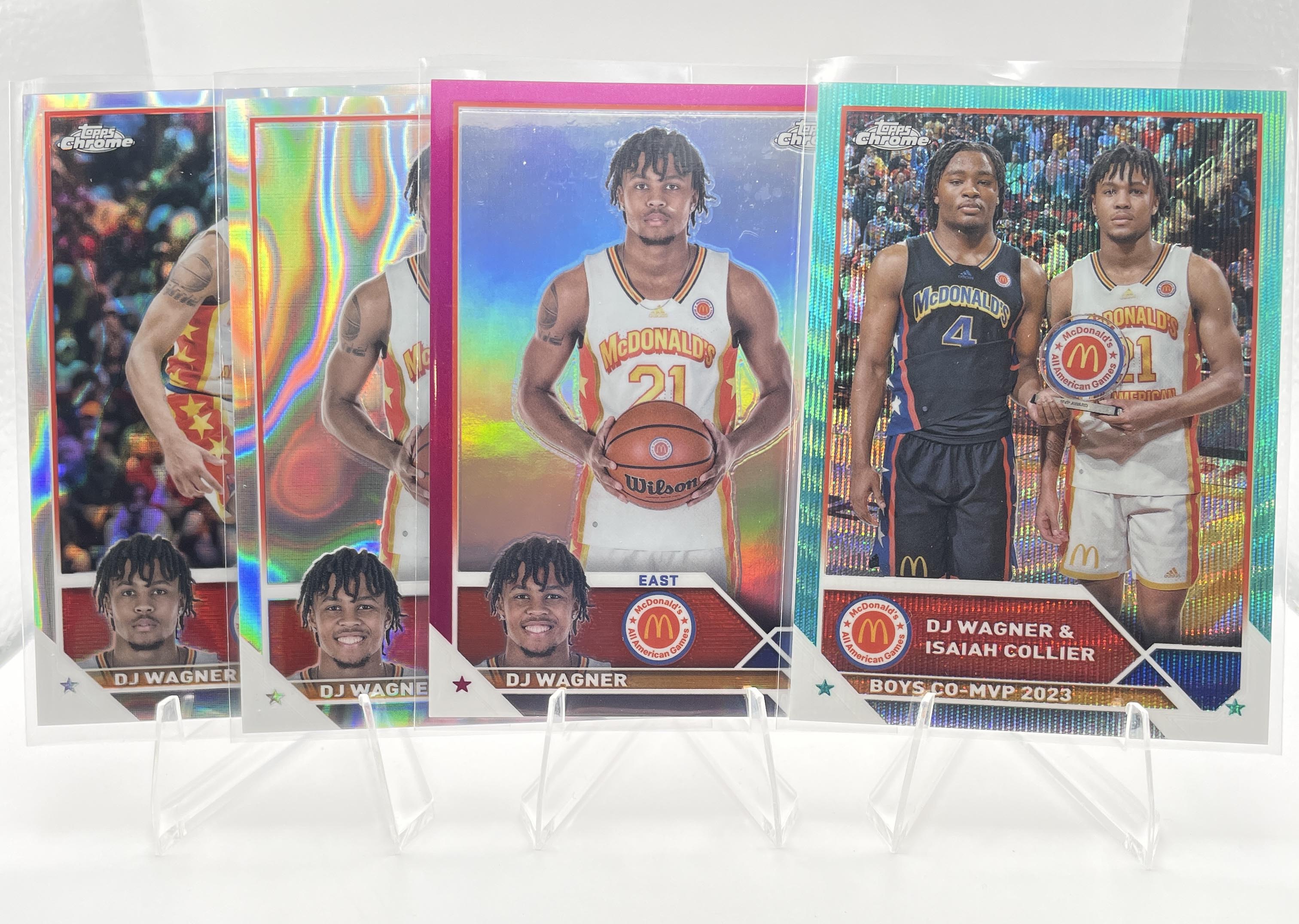 2023-24 Topps McDonald's Chrome DJ Wagner Pink /150 + Isaiah Collier Aqua /299