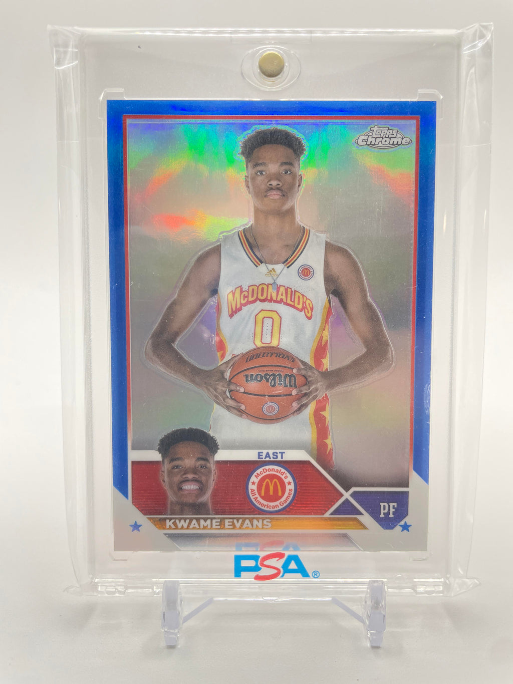 2023-24 Topps McDonald's Chrome Kwame KJ Evans Blue Refractor /99 #54