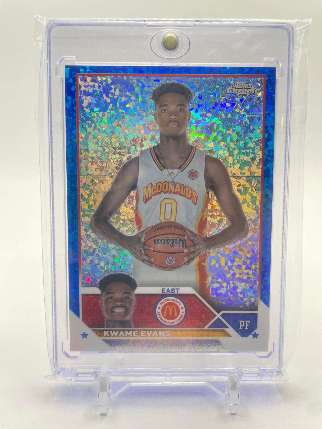 2023-24 Topps McDonald's Chrome Kwame KJ Evans Blue Refractor /99 #54