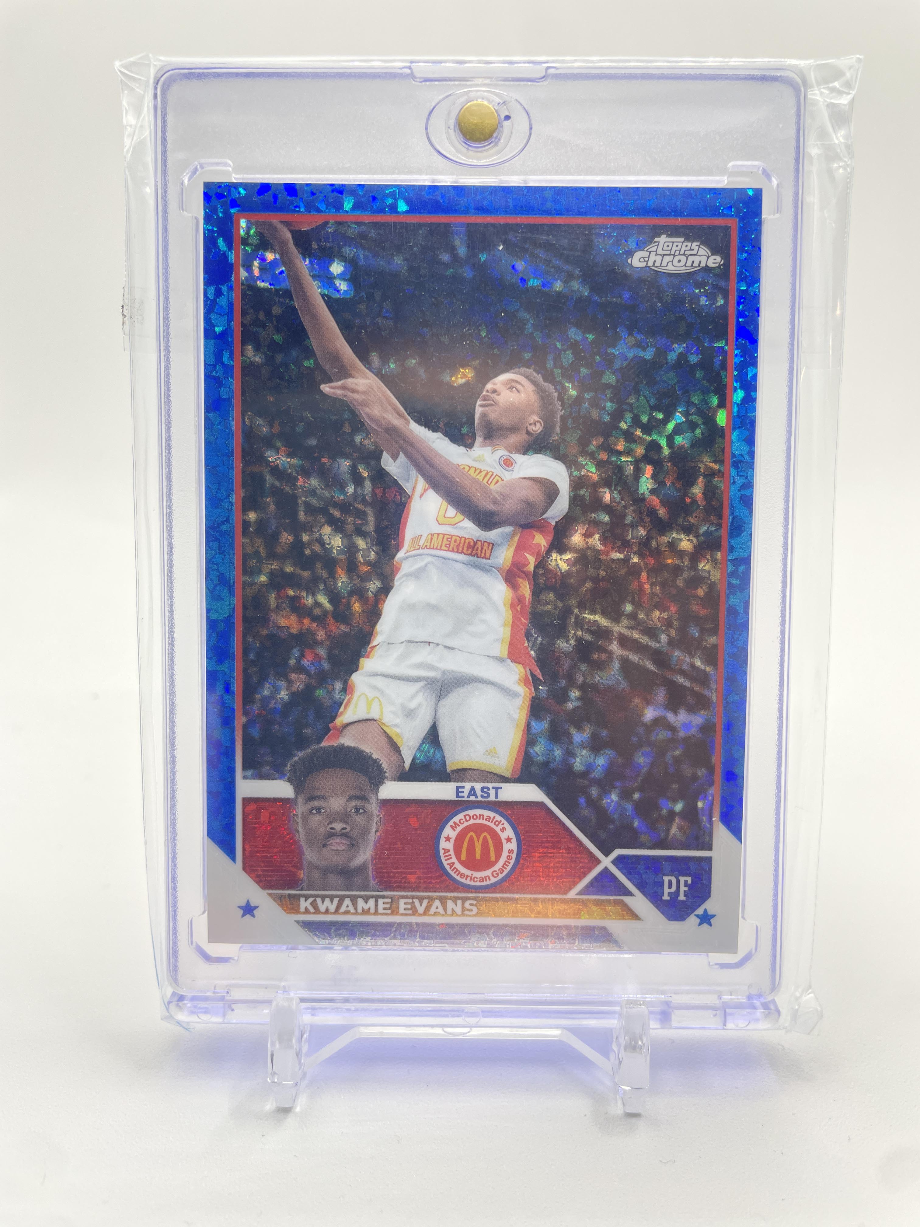 2023-24 Topps McDonald's Chrome Kwame KJ Evans Blue Refractor /99 #6