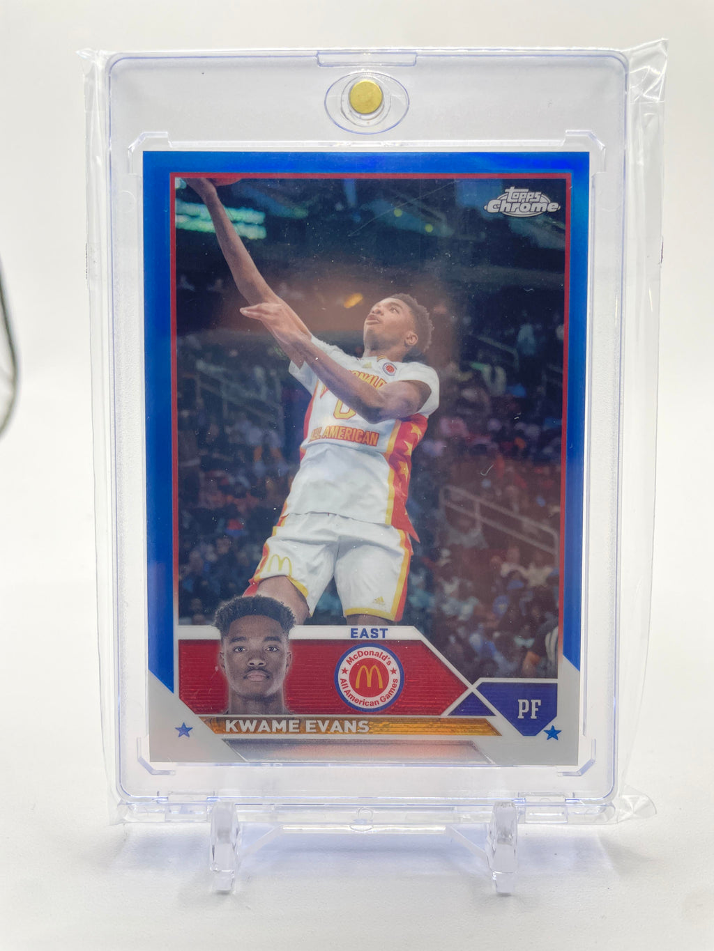 2023-24 Topps McDonald's Chrome Kwame KJ Evans Blue Refractor /99 #6