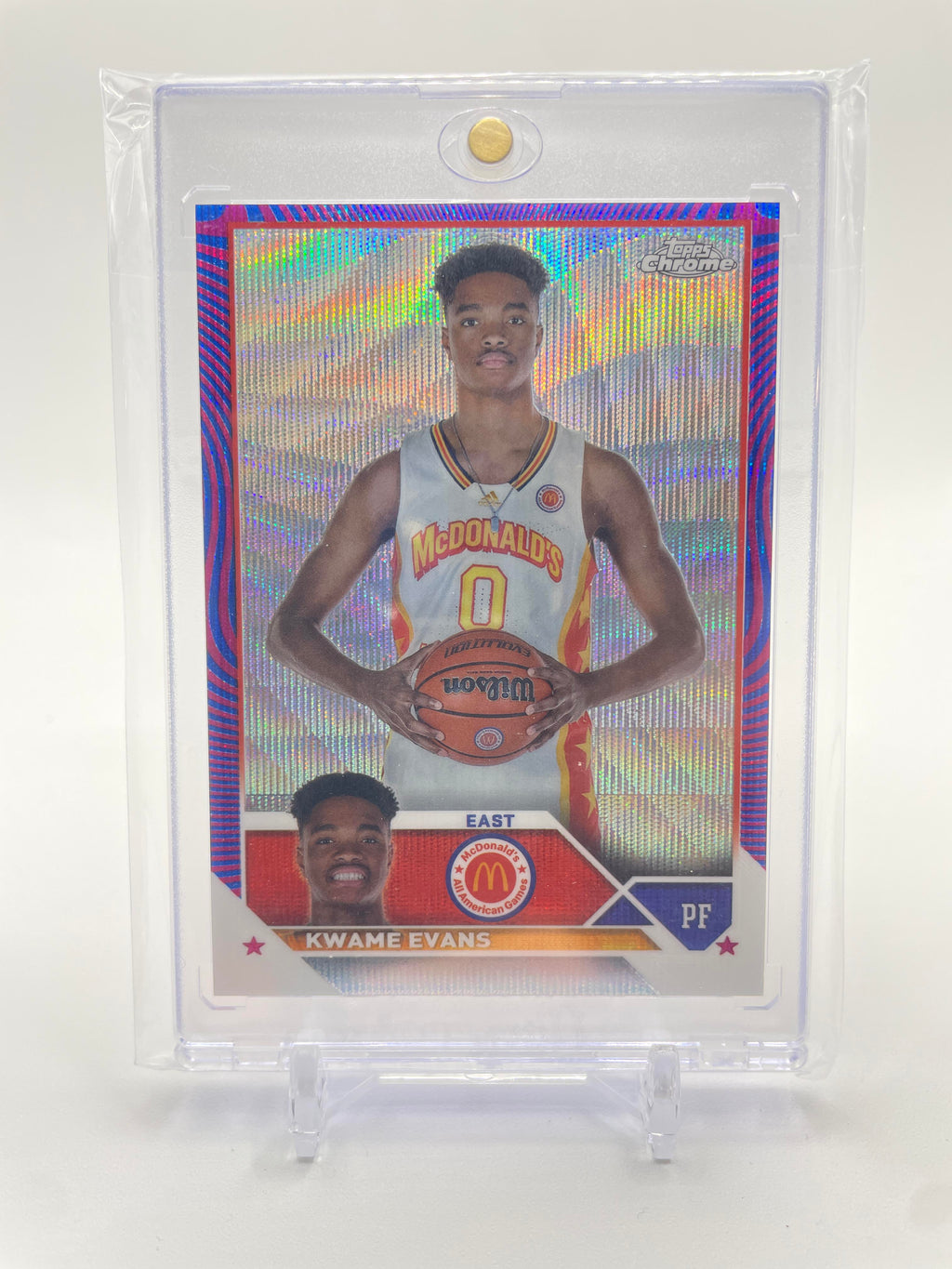 2023-24 Topps McDonald's Chrome Kwame KJ Evans Fuchsia Swirl Refractor /125 #54