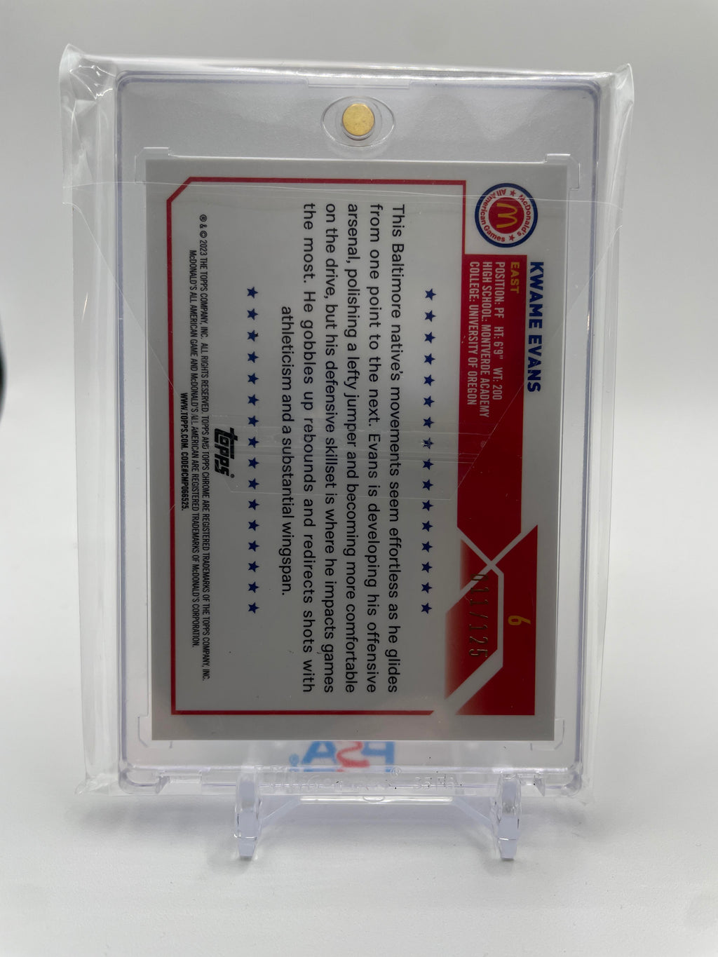 2023-24 Topps McDonald's Chrome Kwame KJ Evans Fuchsia Swirl Refractor /125 #6