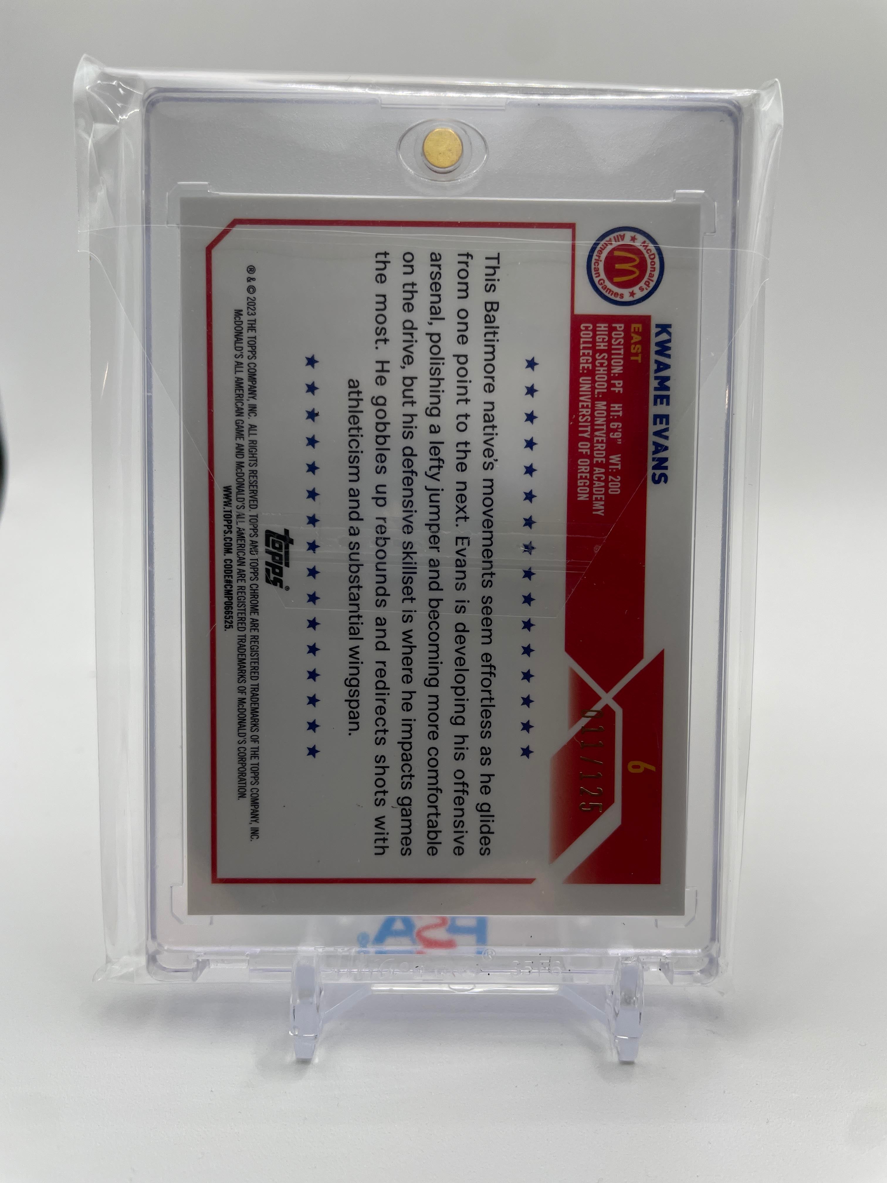 2023-24 Topps McDonald's Chrome Kwame KJ Evans Fuchsia Swirl Refractor /125 #6