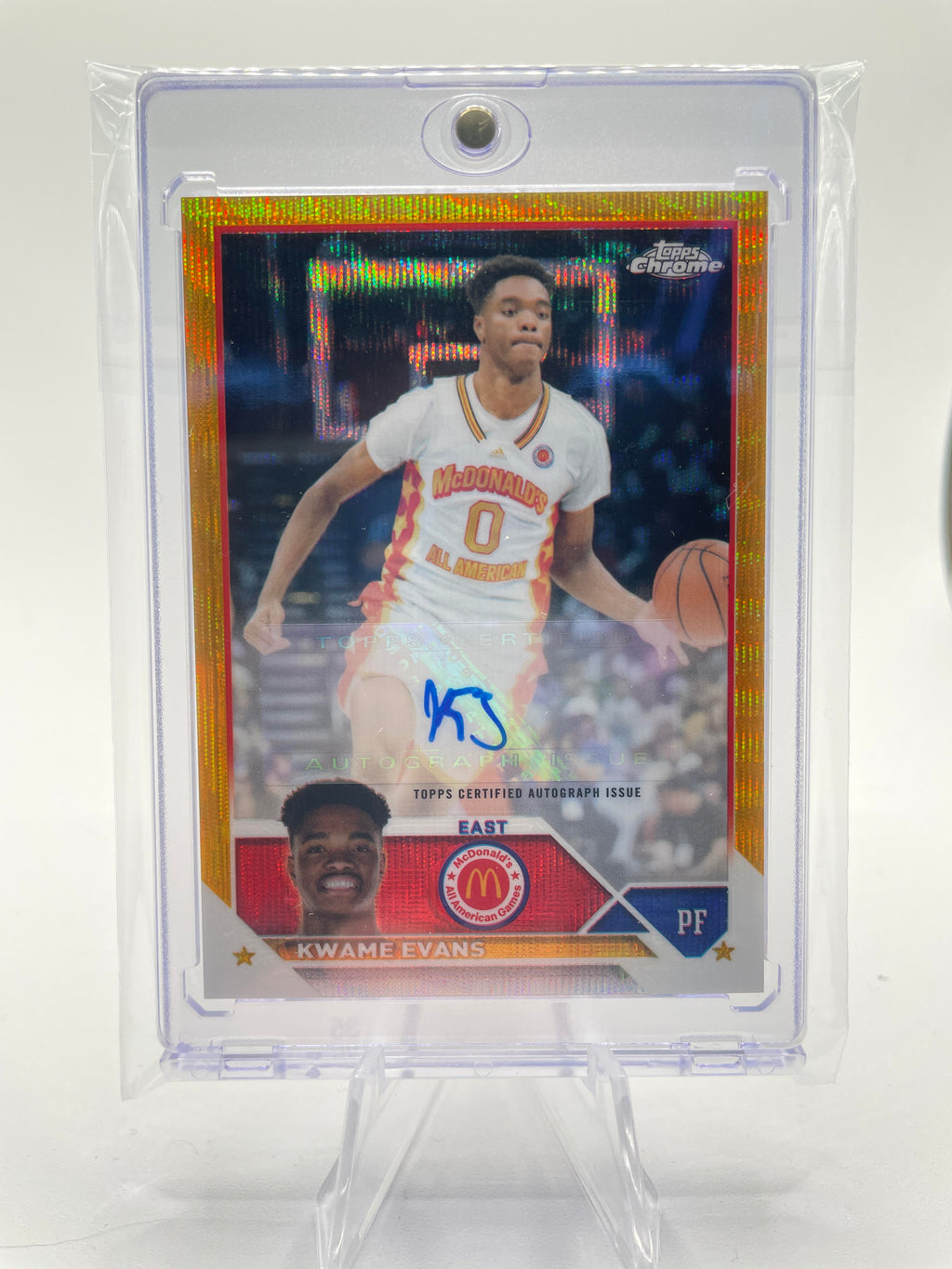 2023-24 Topps McDonald's Chrome Kwame KJ Evans Gold Refractor Auto /50