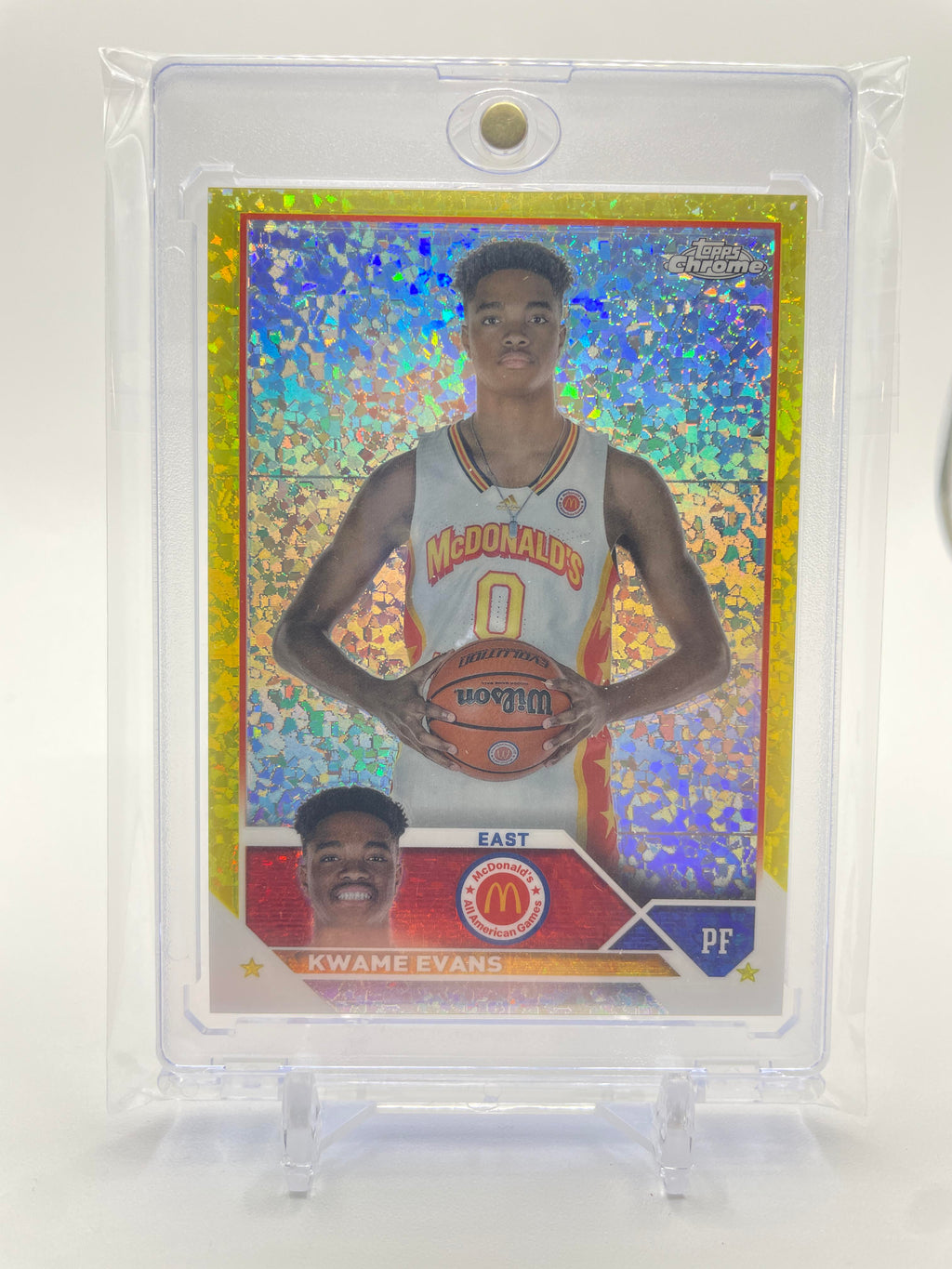 2023-24 Topps McDonald's Chrome Kwame KJ Evans Yellow Diamond Refractor /75 #54