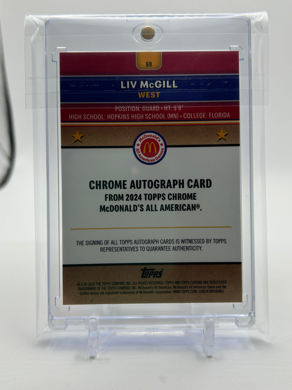 2023-24 Topps McDonald's Chrome Liv McGill Gold Refractor Auto /50