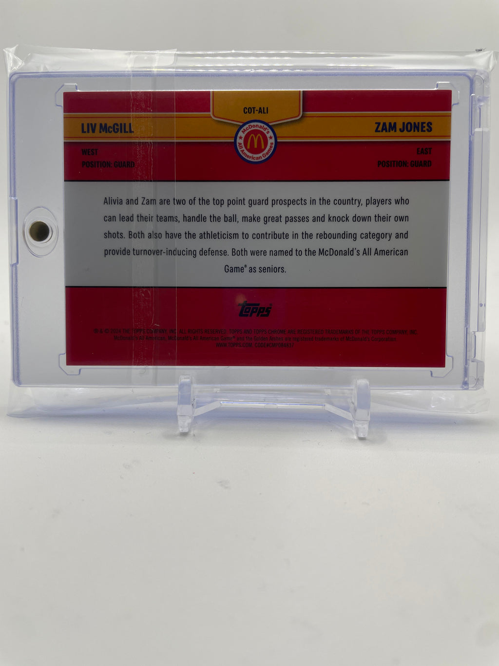 2023-24 Topps McDonald's Chrome Liv McGill + Zam Jones Combo Gold Refractor /50