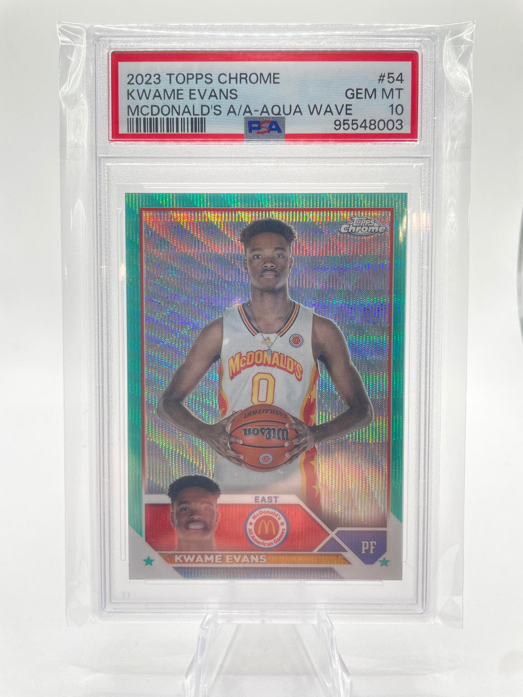 2023-24 Topps Mcdonald's Chrome Kwame KJ Evans Aqua Refractor /199 PSA 10