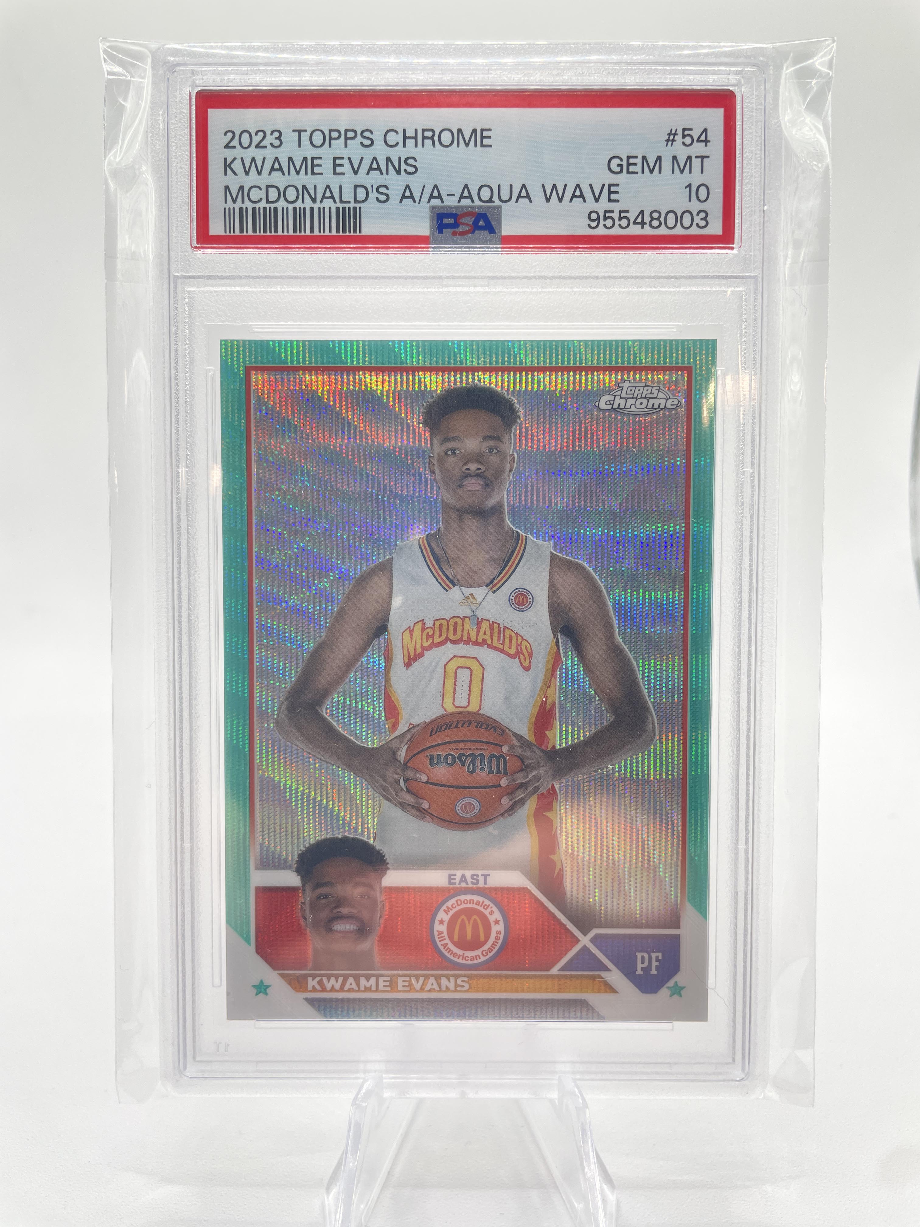 2023-24 Topps Mcdonald's Chrome Kwame KJ Evans Aqua Refractor /199 PSA 10